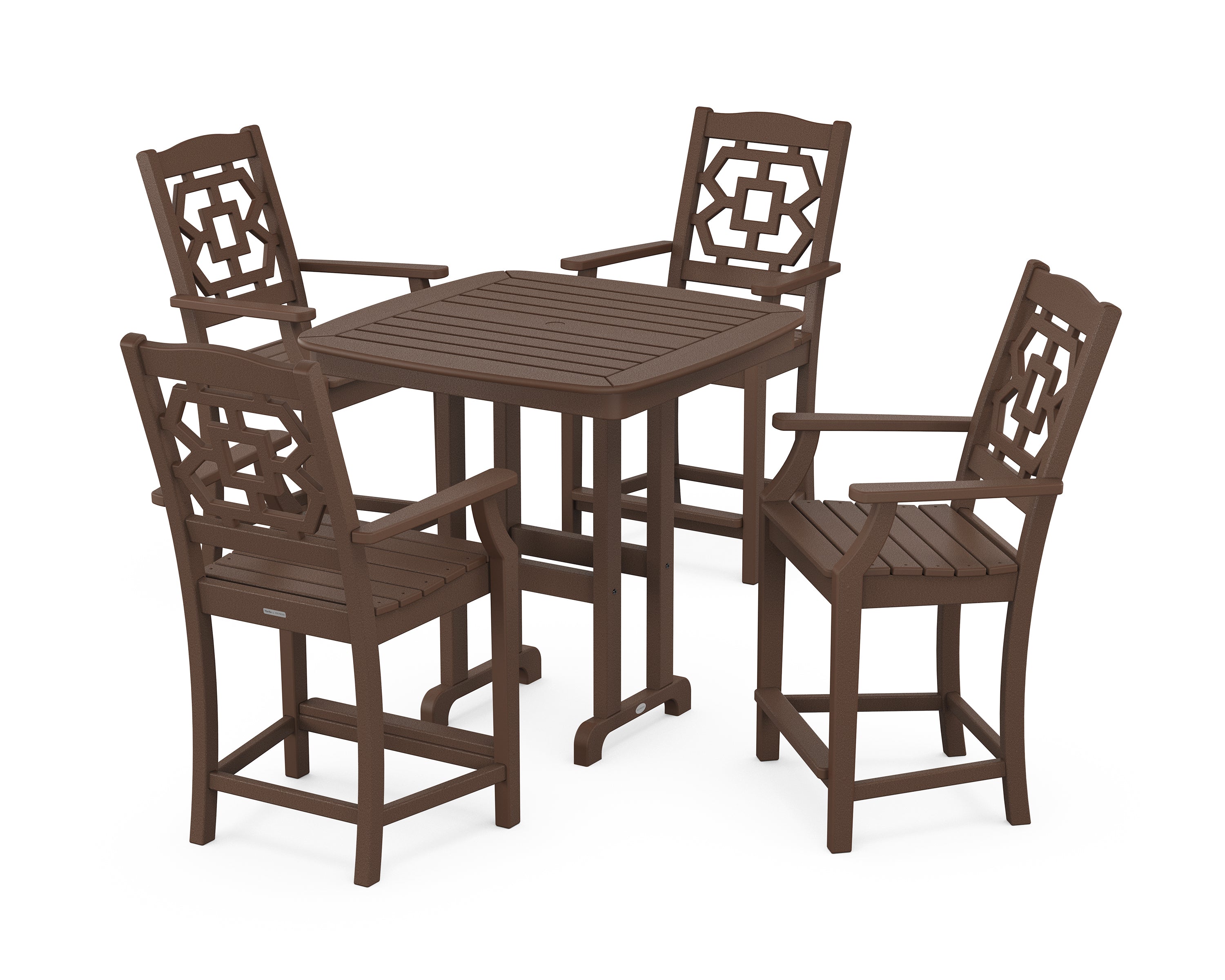 Martha Stewart by POLYWOOD® Chinoiserie 5-Piece Counter Set in Mahogany