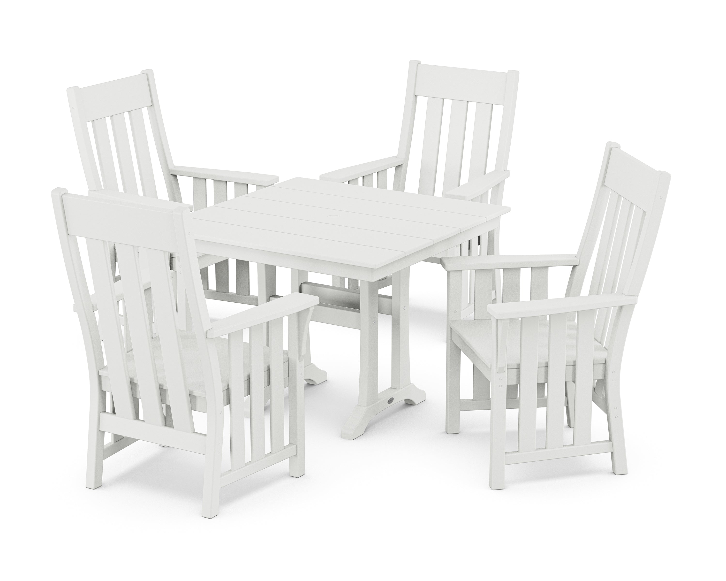 Martha Stewart by POLYWOOD® Acadia 5-Piece Farmhouse Dining Set with Trestle Legs in White