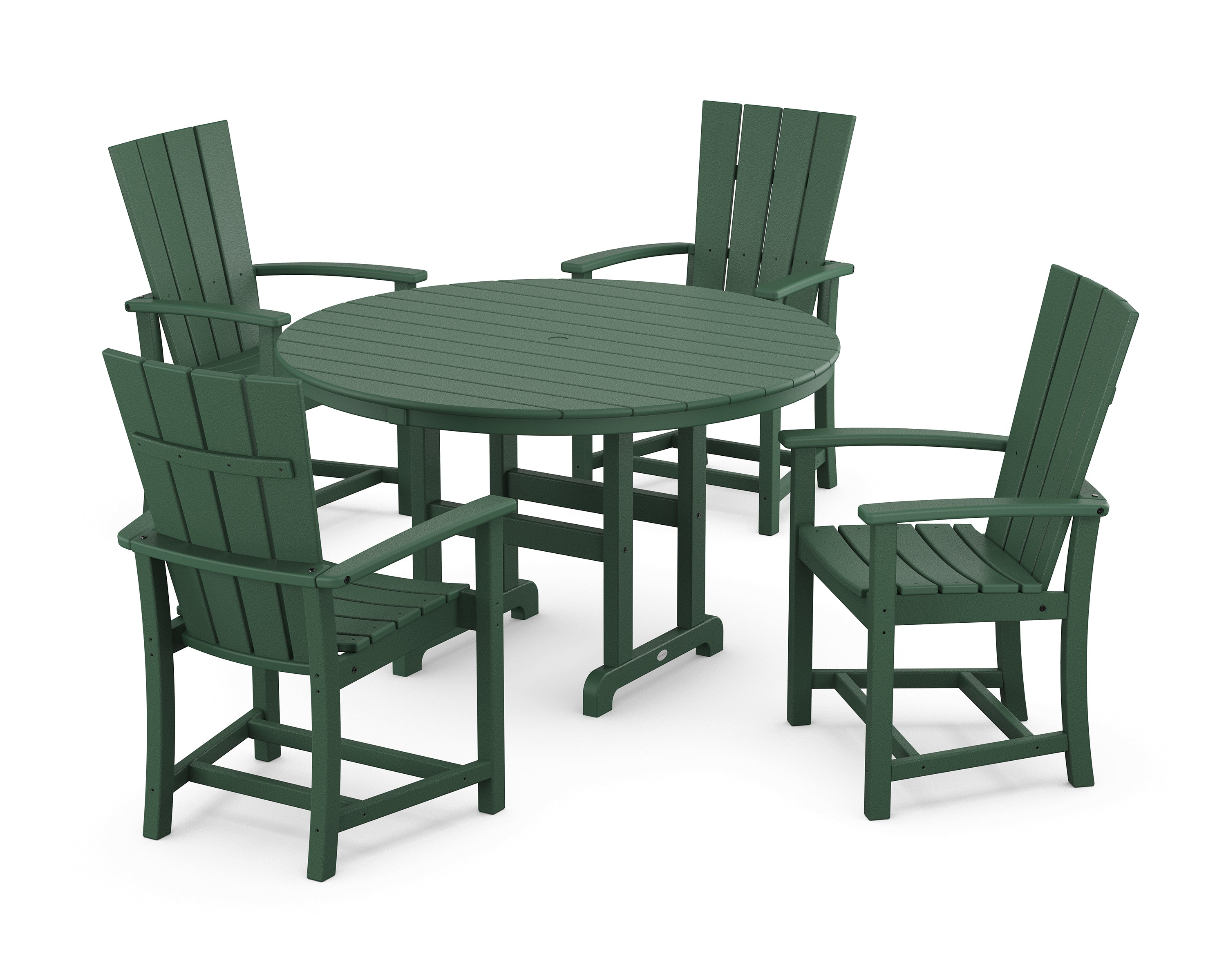 POLYWOOD® Quattro 5-Piece Round Farmhouse Dining Set in Green