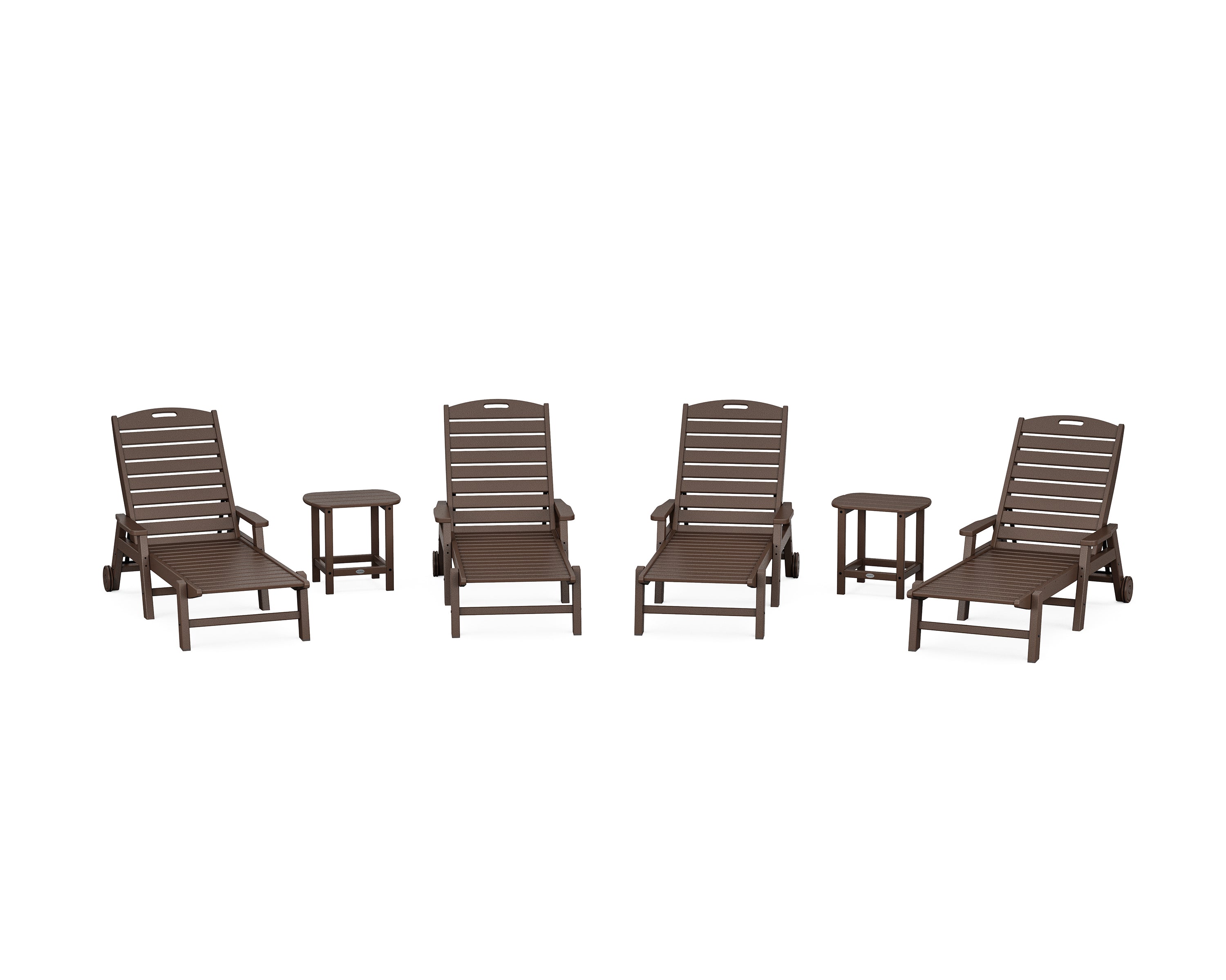 POLYWOOD Nautical Chaise 6-Piece Set with Arms & Wheels in Mahogany
