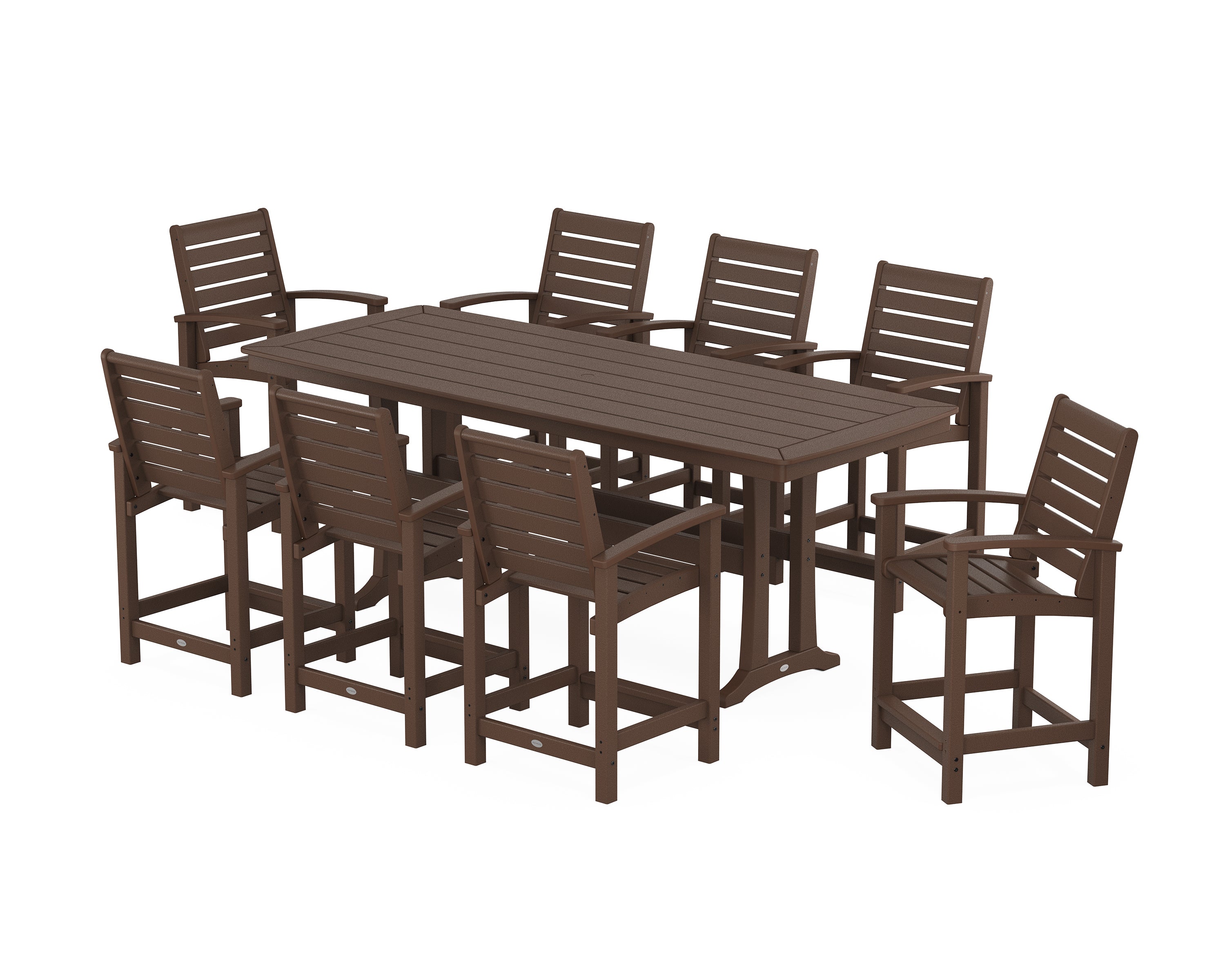 POLYWOOD® Signature 9-Piece Counter Set with Trestle Legs in Mahogany