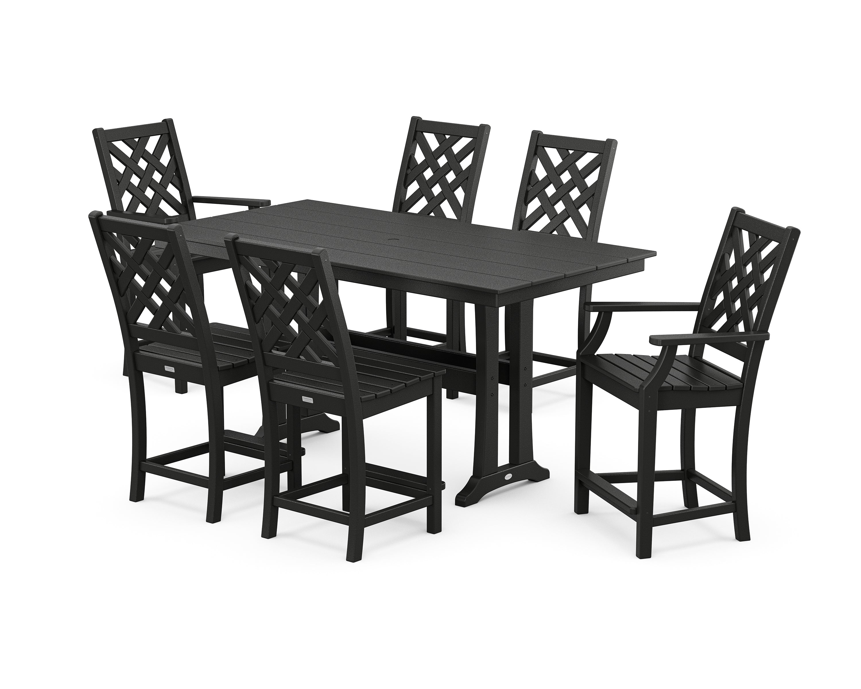 Country Living Wovendale 7-Piece Farmhouse Counter Set with Trestle Legs in Black
