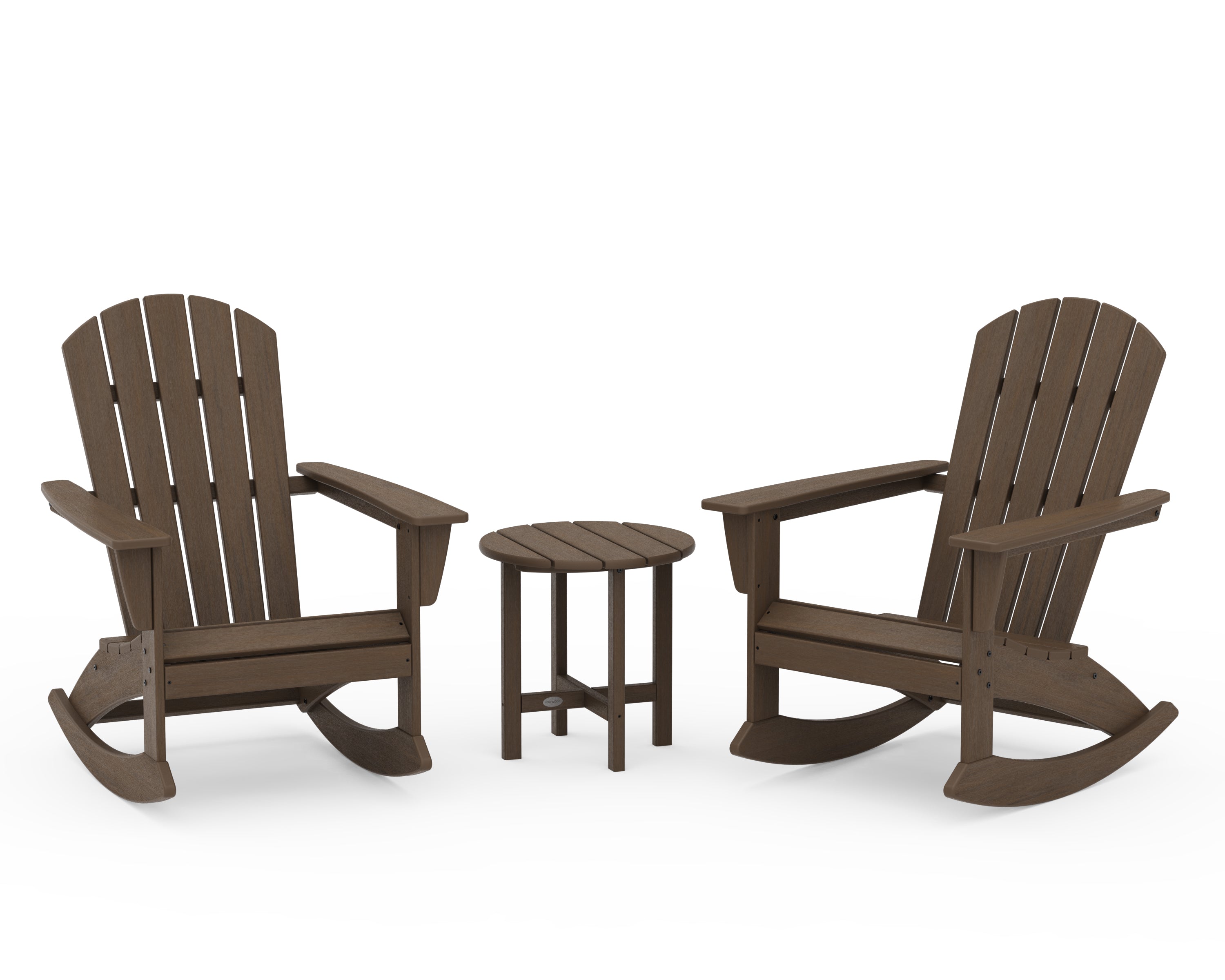POLYWOOD Nautical 3-Piece Adirondack Rocking Chair Set in Kona