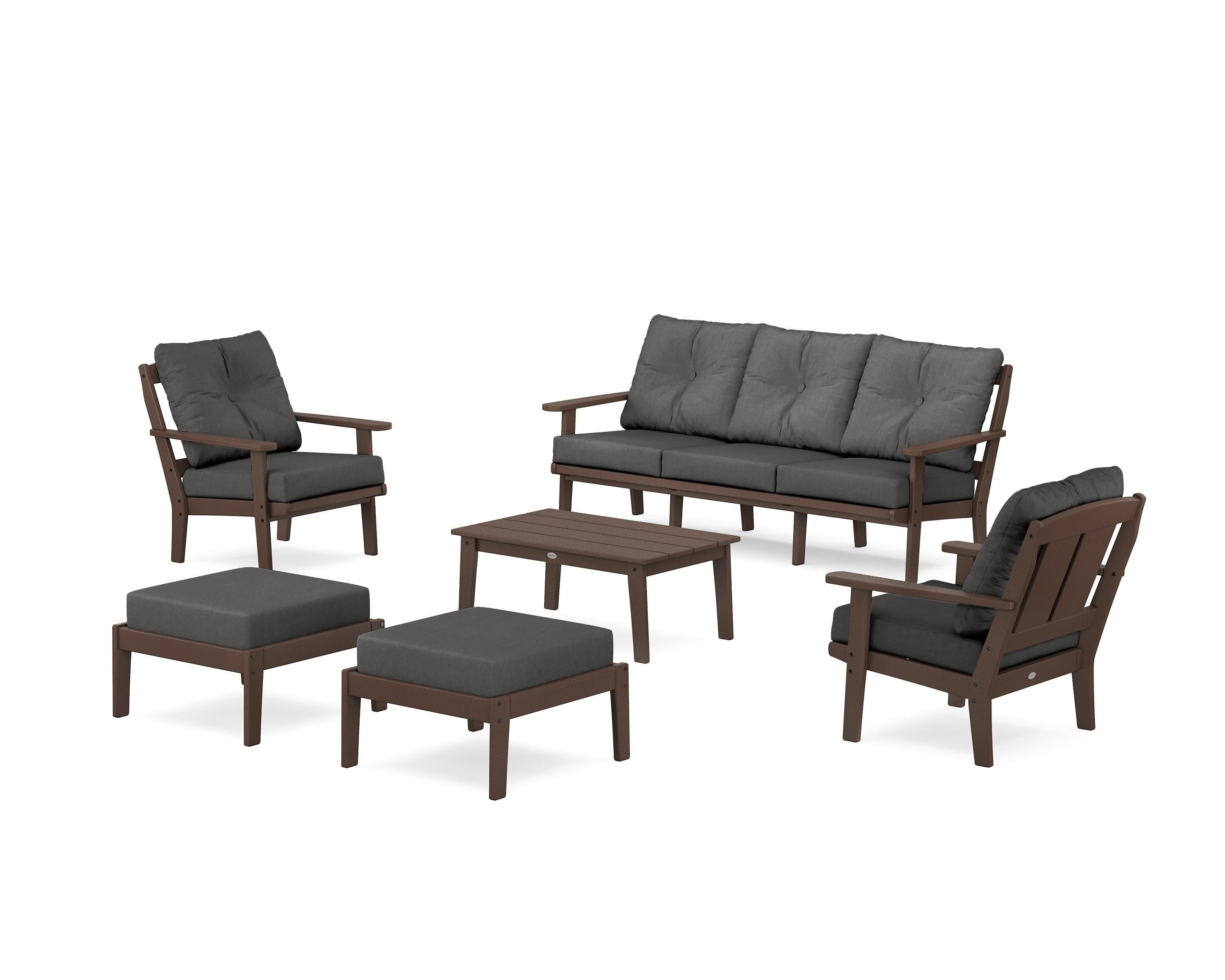 POLYWOOD Mission 6-Piece Lounge Sofa Set in Mahogany / Spectrum Carbon