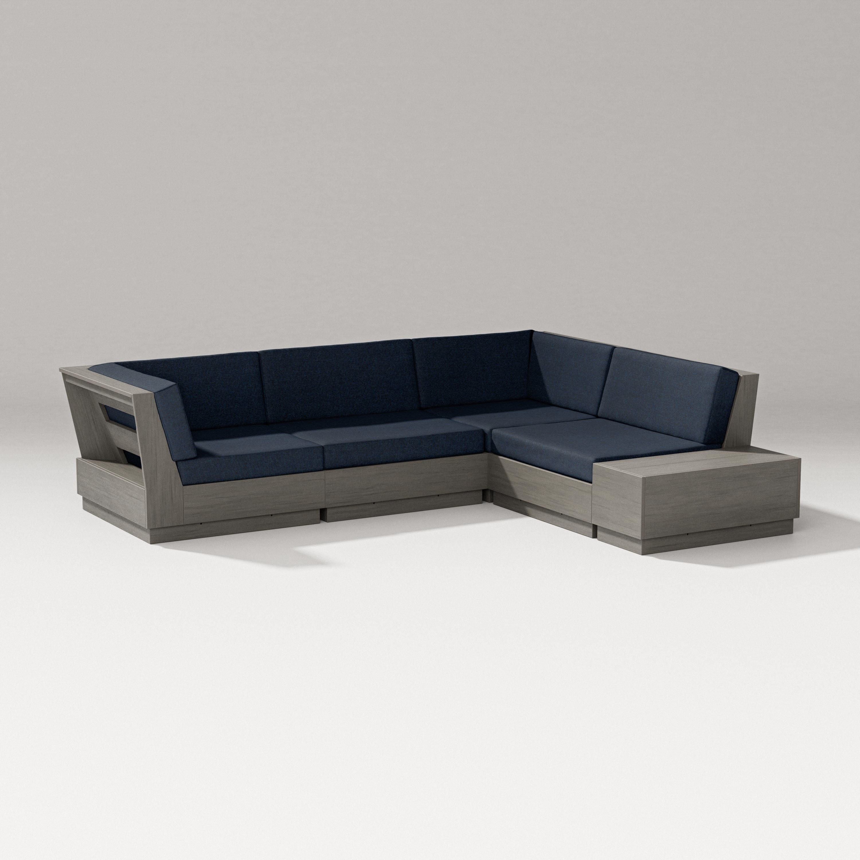 PW Designer Series Elevate Corner Sectional in Driftwood / Marine Indigo
