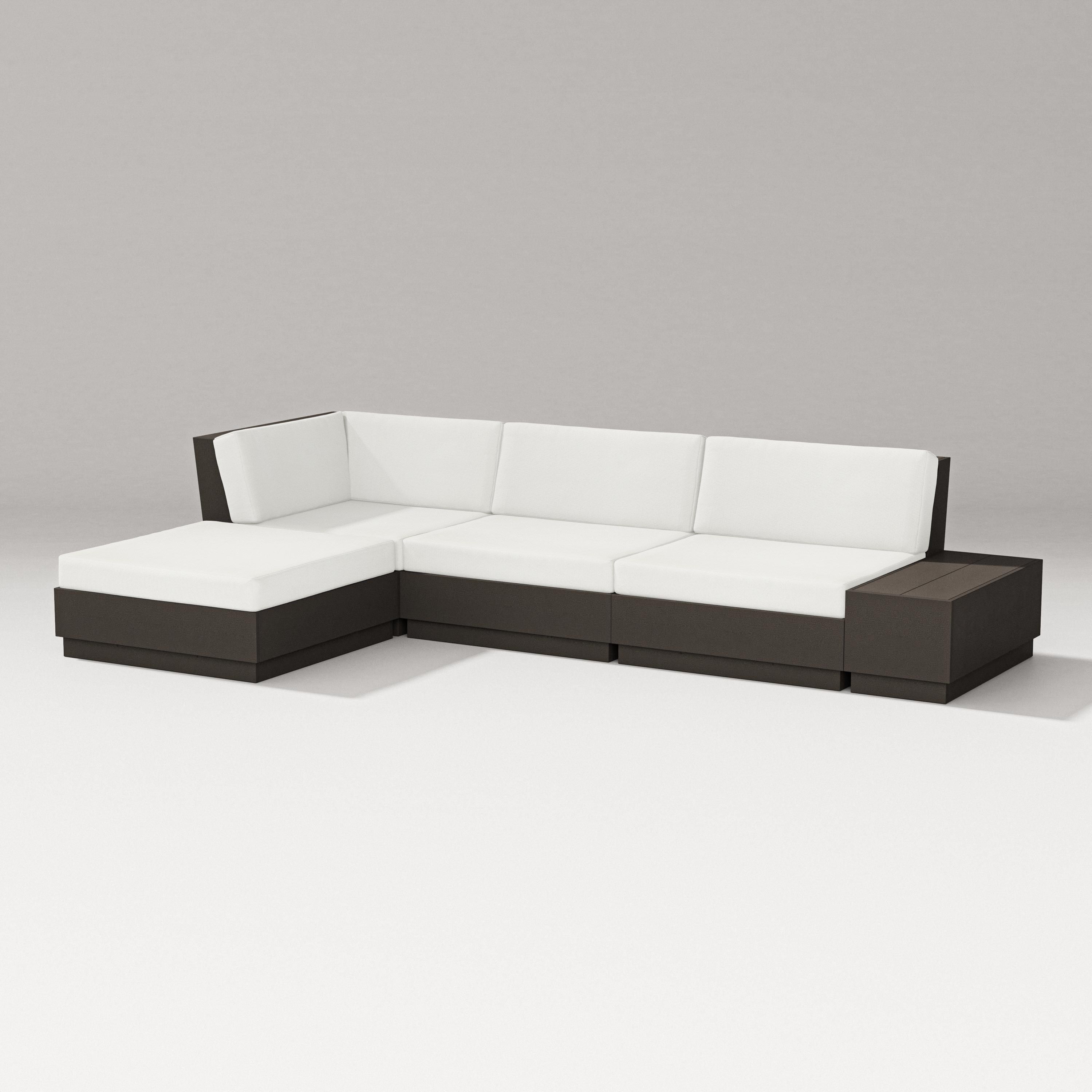 PW Designer Series Elevate Chaise Sectional in Vintage Coffee / Natural Linen