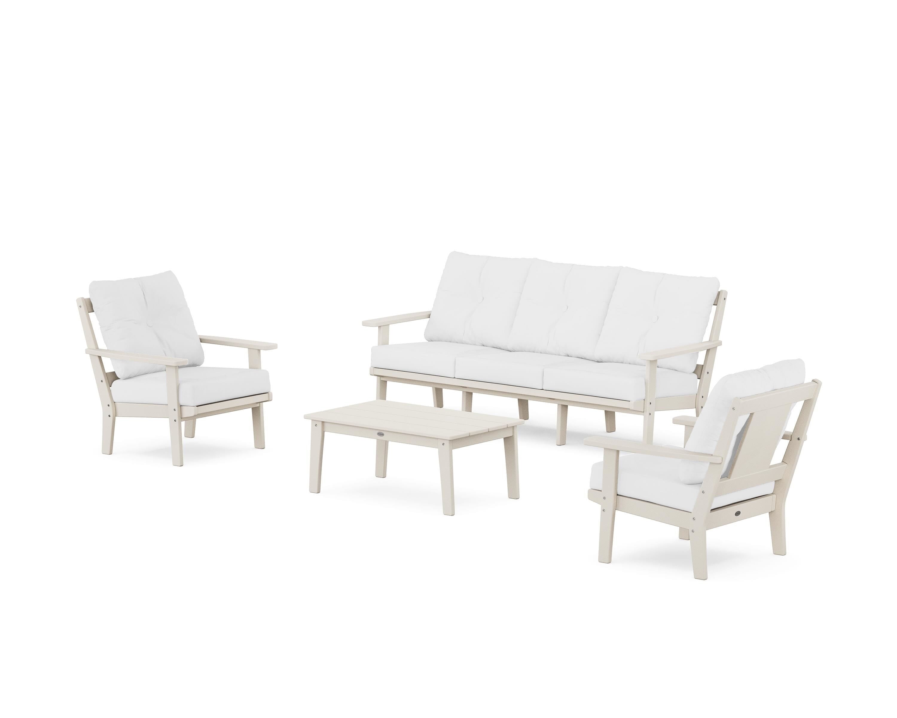 POLYWOOD Prairie 4-Piece Deep Seating Set with Sofa in Sand / Natural