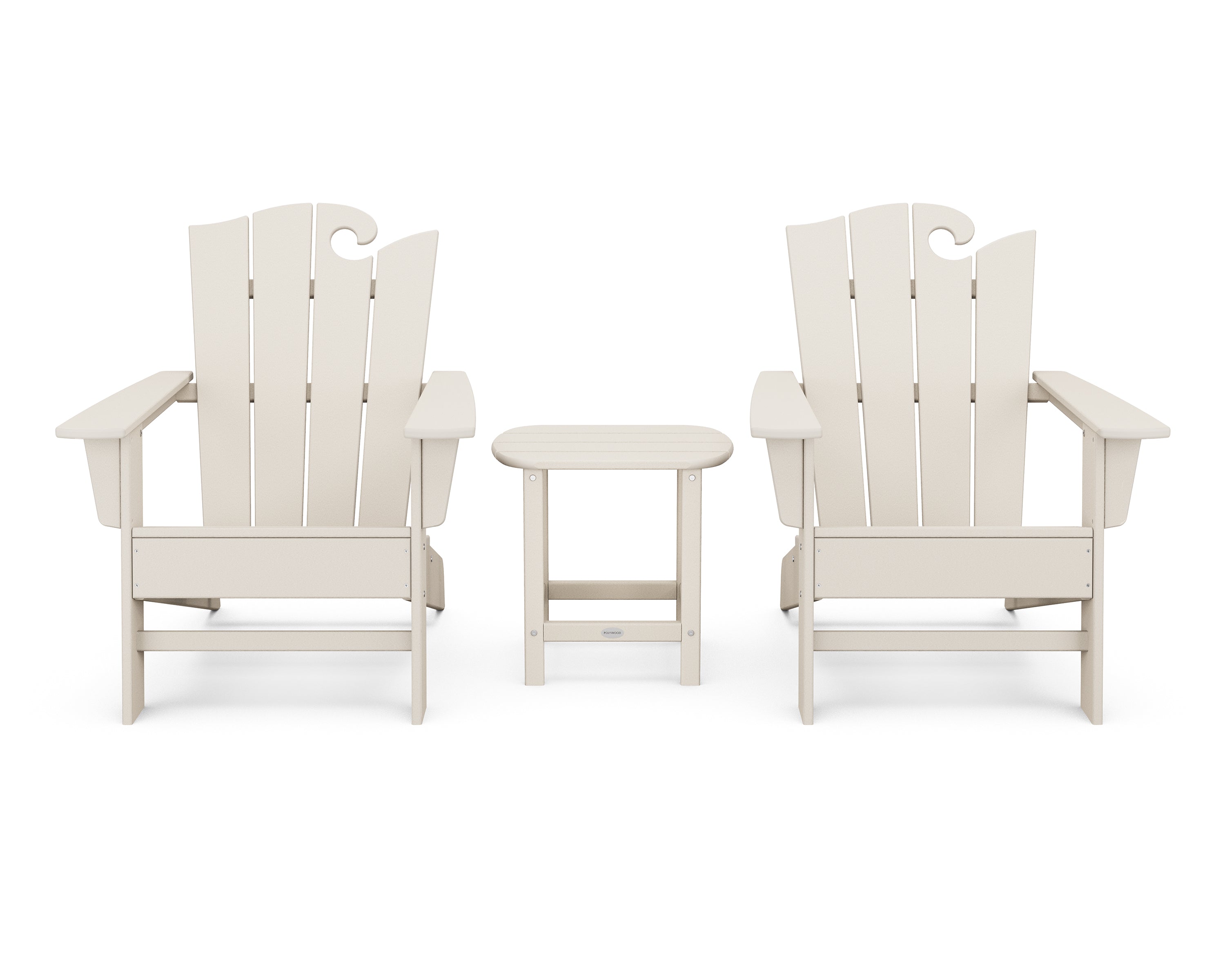 POLYWOOD® Wave 3-Piece Adirondack Set with The Ocean Chair in Sand