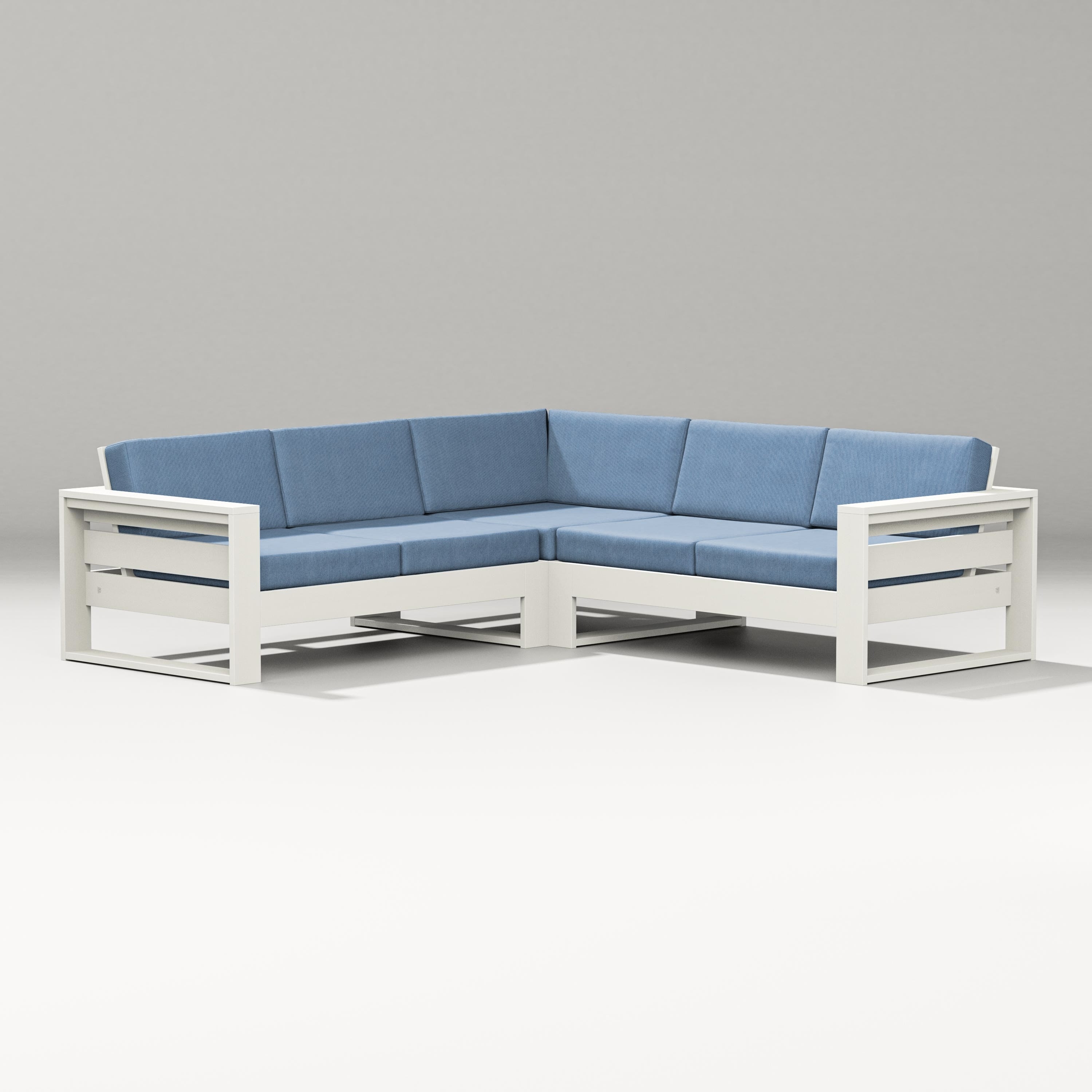 PW Designer Series Latitude Corner Sectional in Vintage White / Sky Blue