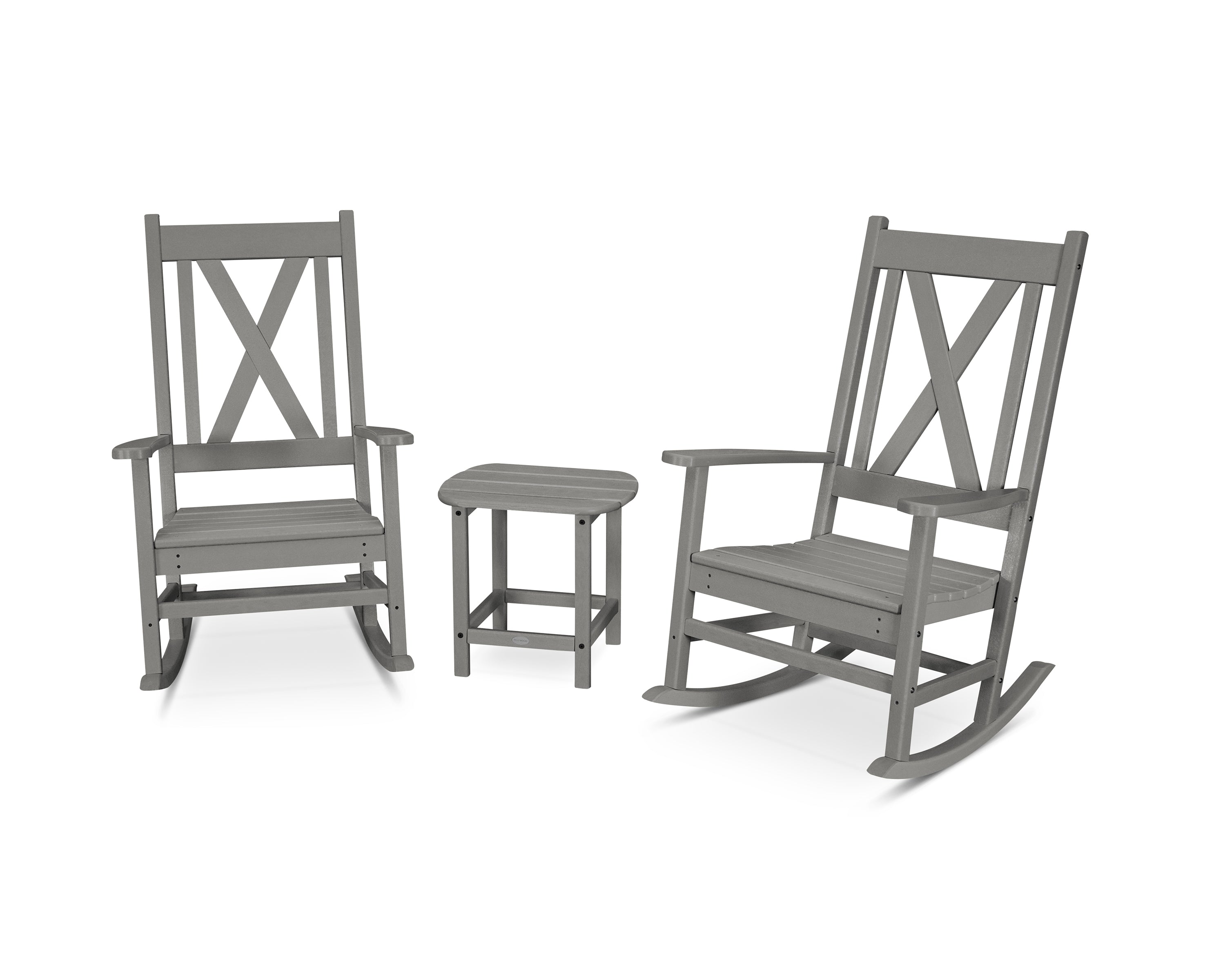 POLYWOOD® Braxton 3-Piece Porch Rocking Chair Set in Slate Grey