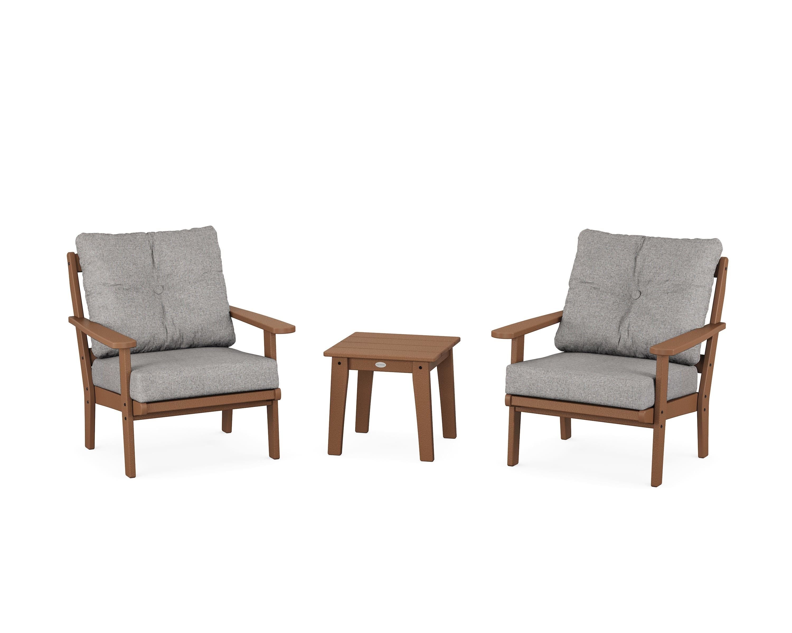 POLYWOOD Mission 3-Piece Deep Seating Set in Teak / Grey Mist