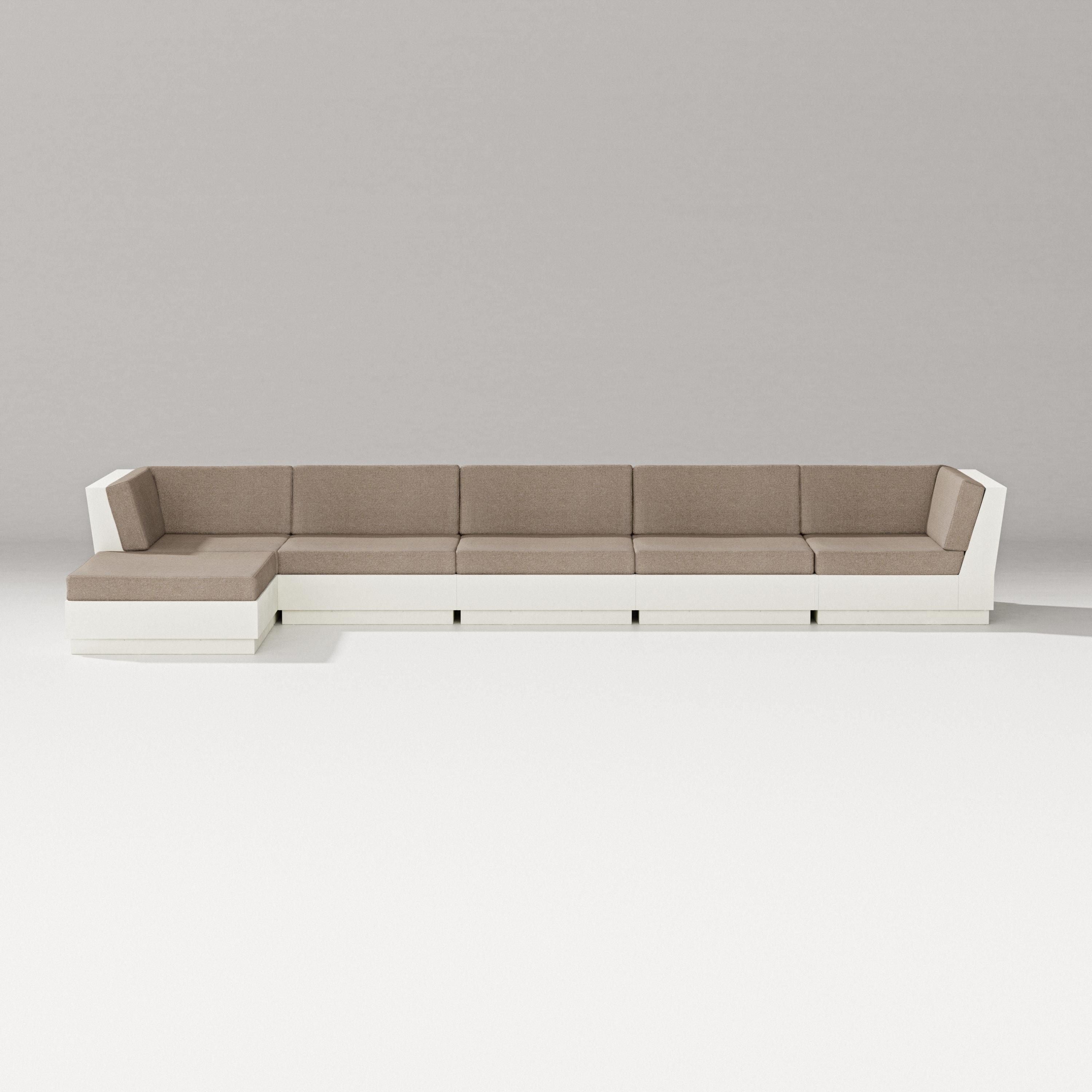 PW Designer Series Elevate 6-Piece Chaise Sectional in Vintage White / Spiced Burlap
