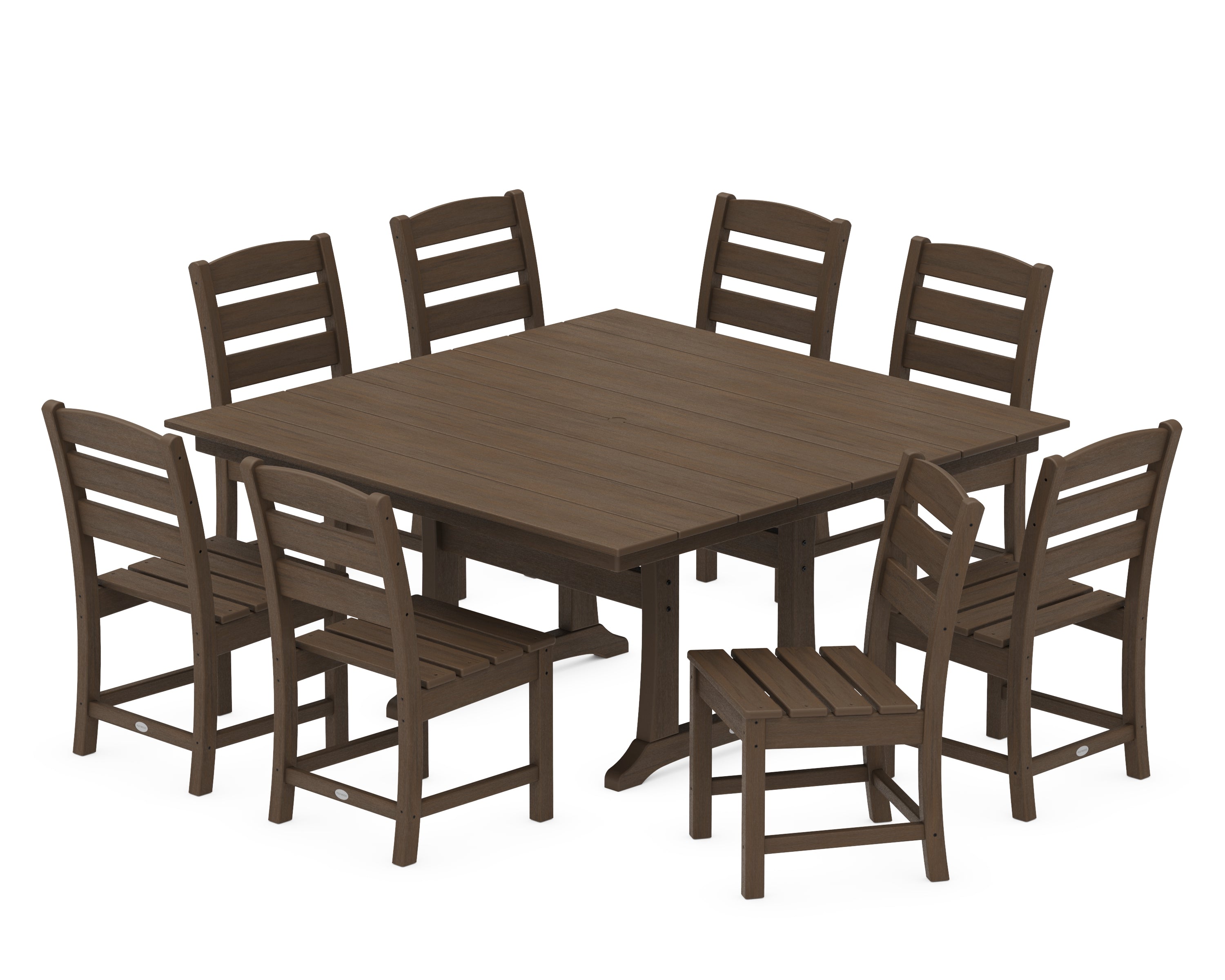 POLYWOOD Lakeside 9-Piece Farmhouse Trestle Dining Set in Kona