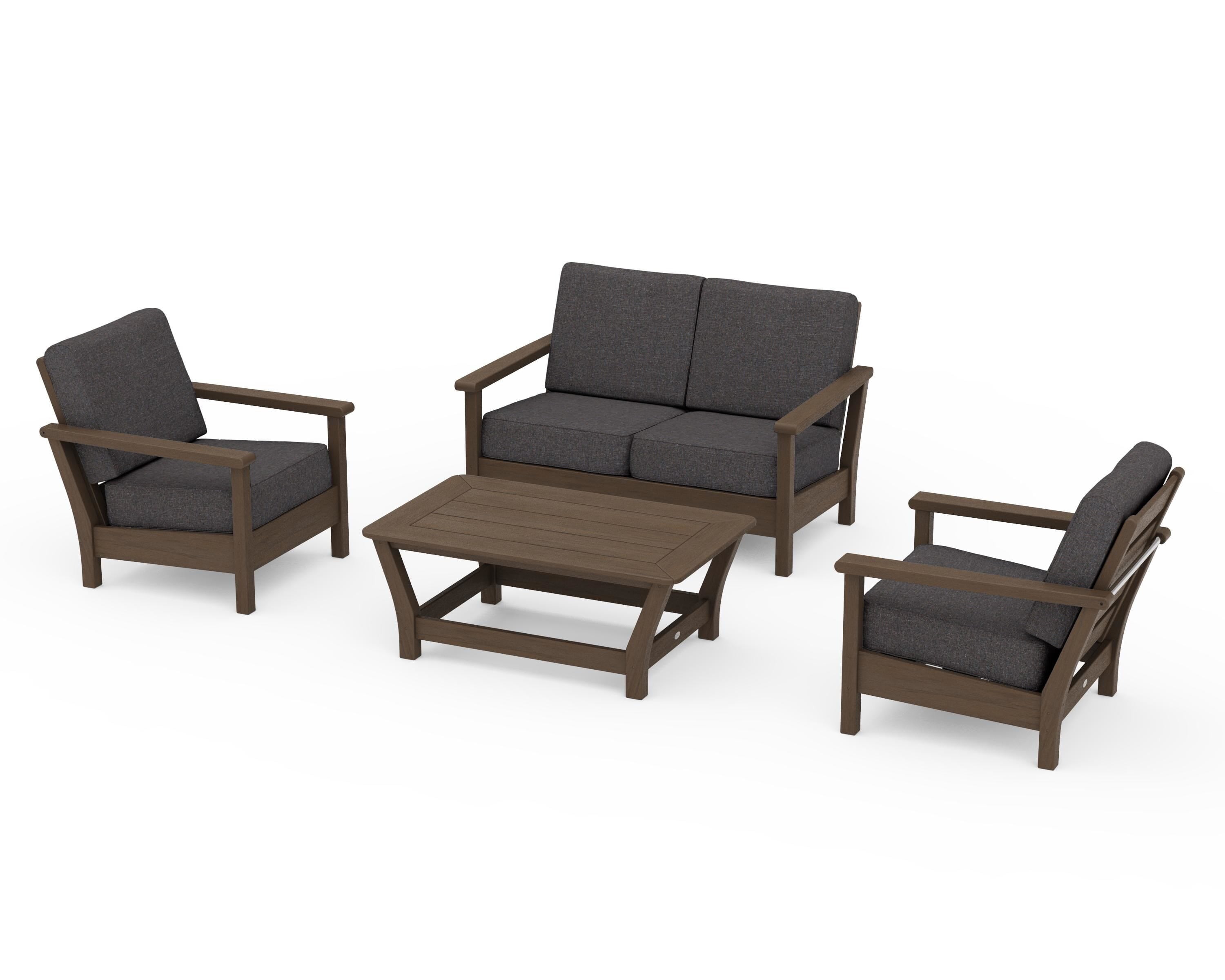 POLYWOOD Harbour 4-Piece Deep Seating Set in Kona / Ash Charcoal