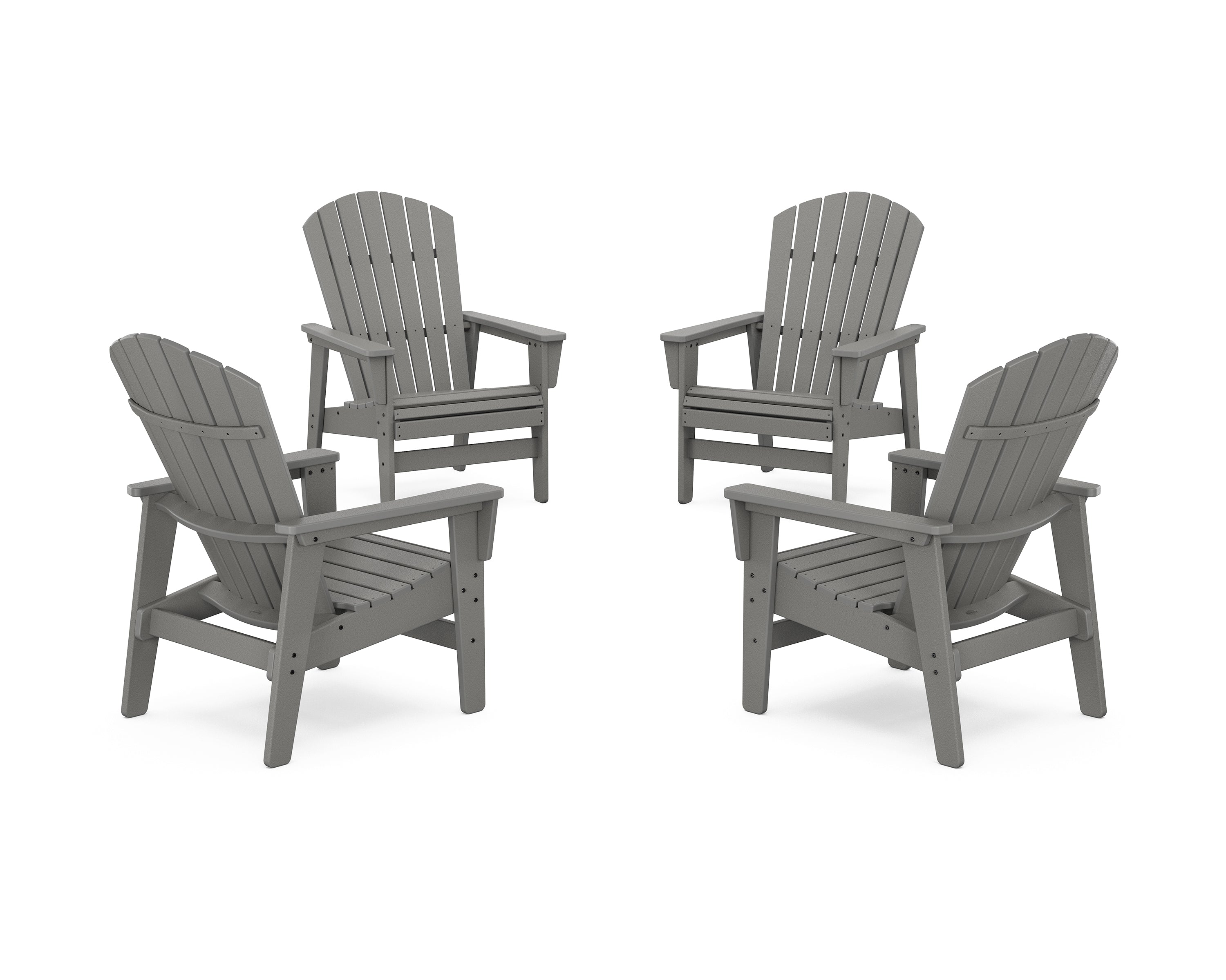 POLYWOOD® 4-Piece Nautical Grand Upright Adirondack Chair Conversation Set in Slate Grey