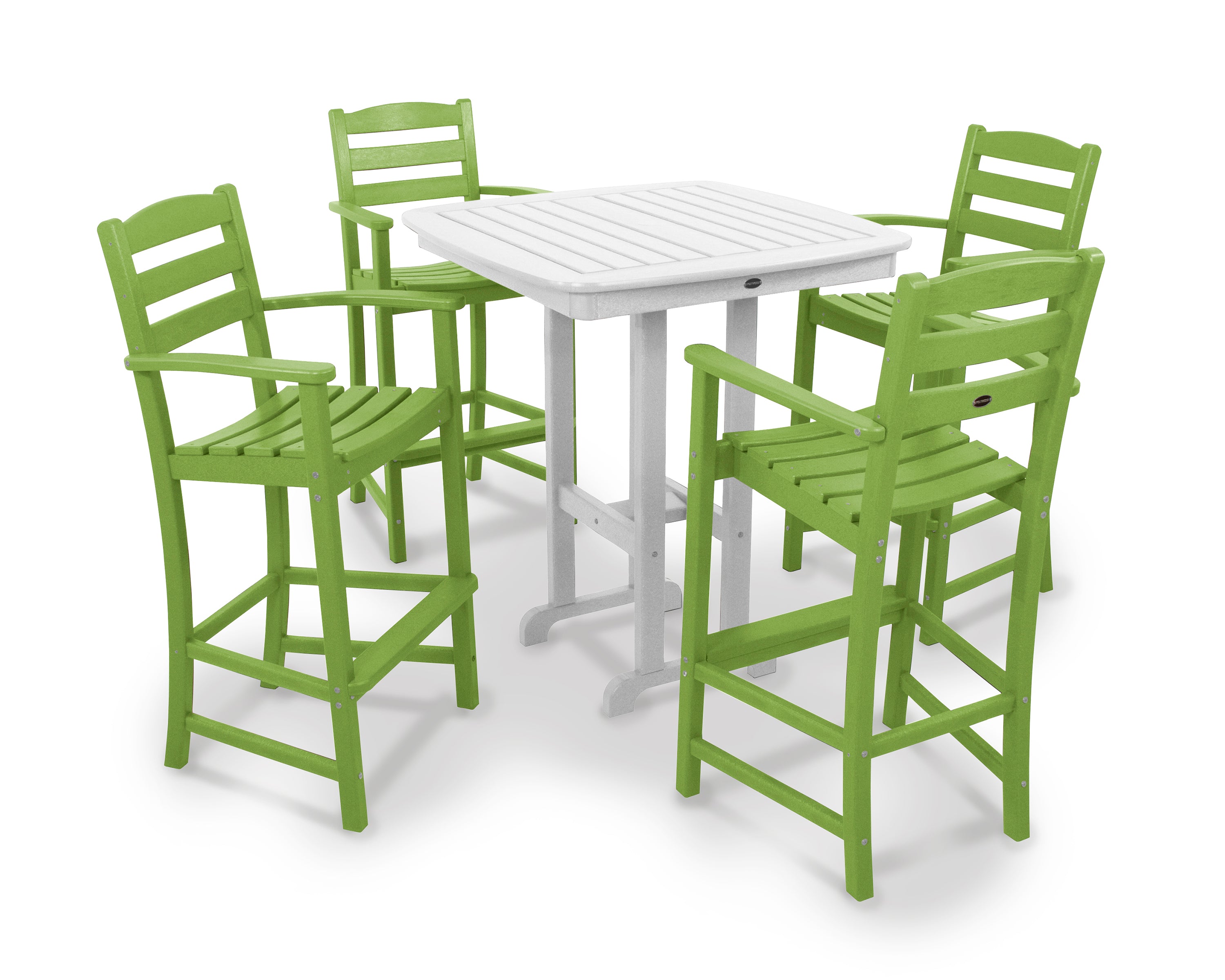 POLYWOOD® La Casa Café 5-Piece Bar Set in Lime / White