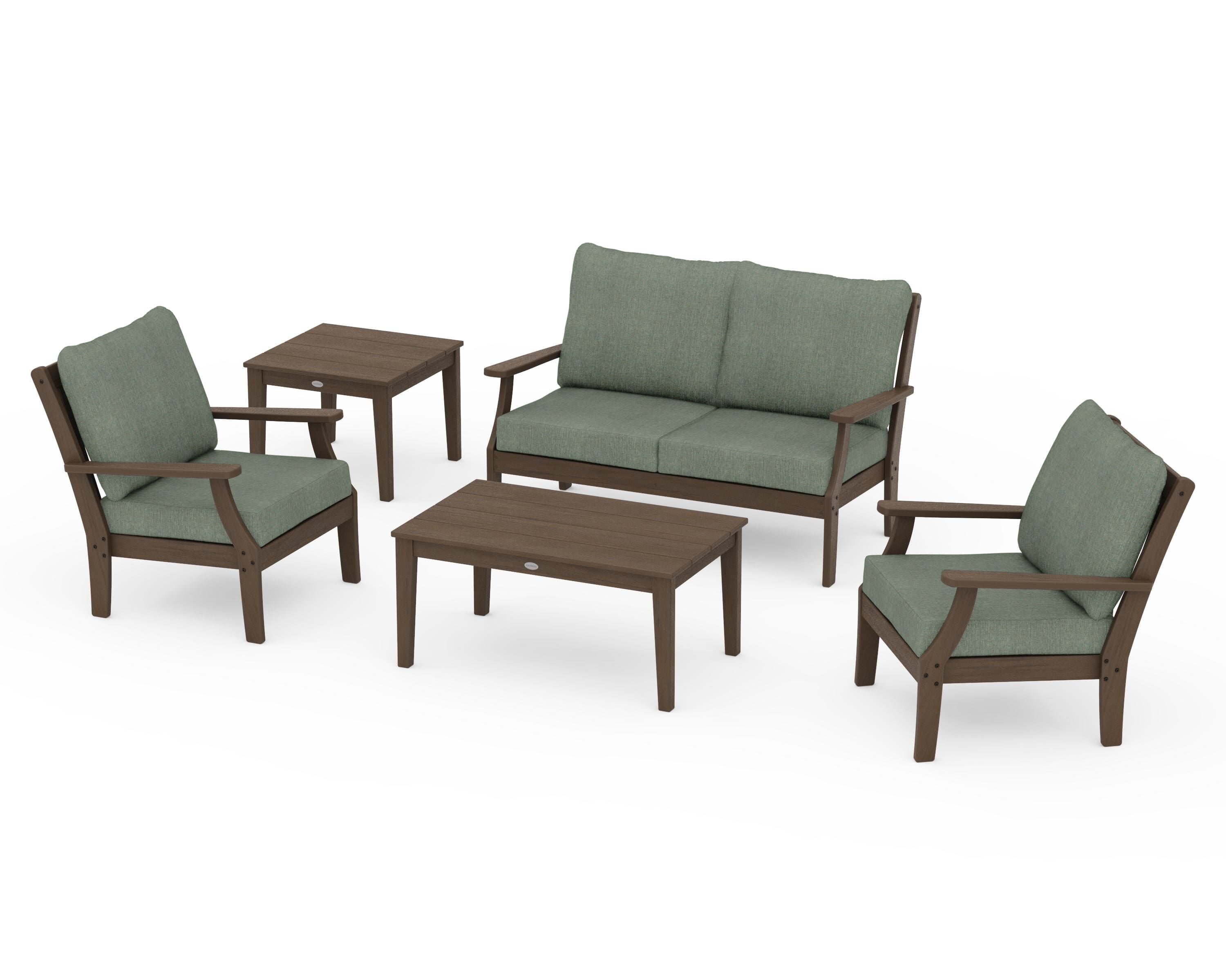 POLYWOOD Braxton 5-Piece Deep Seating Set in Kona / Cast Sage