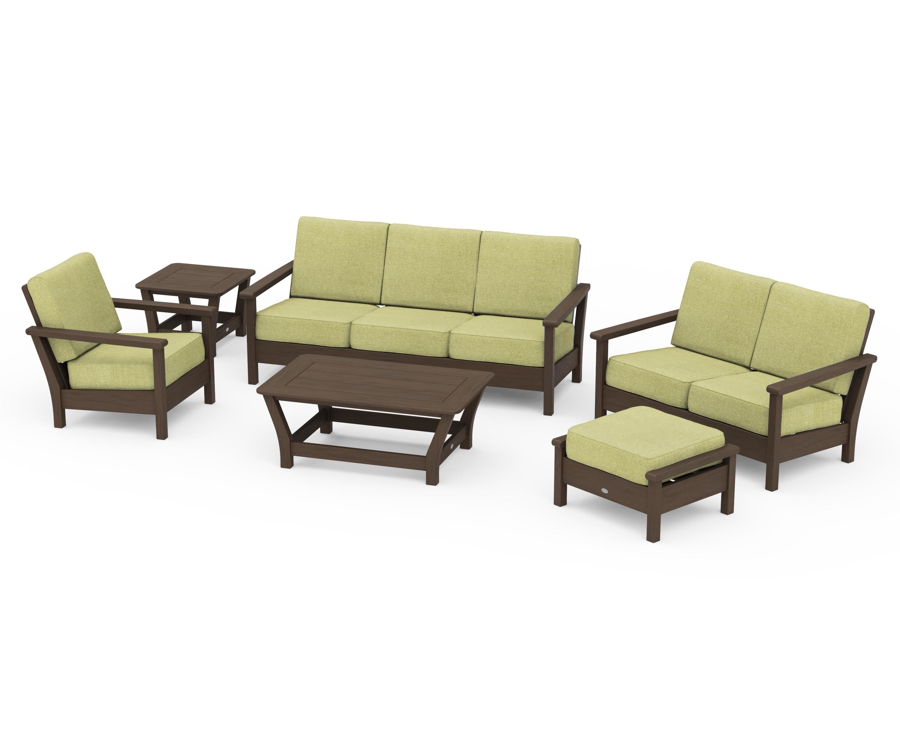 POLYWOOD Harbour 6-Piece Outdoor Living Set in Kona / Chartreuse Boucle