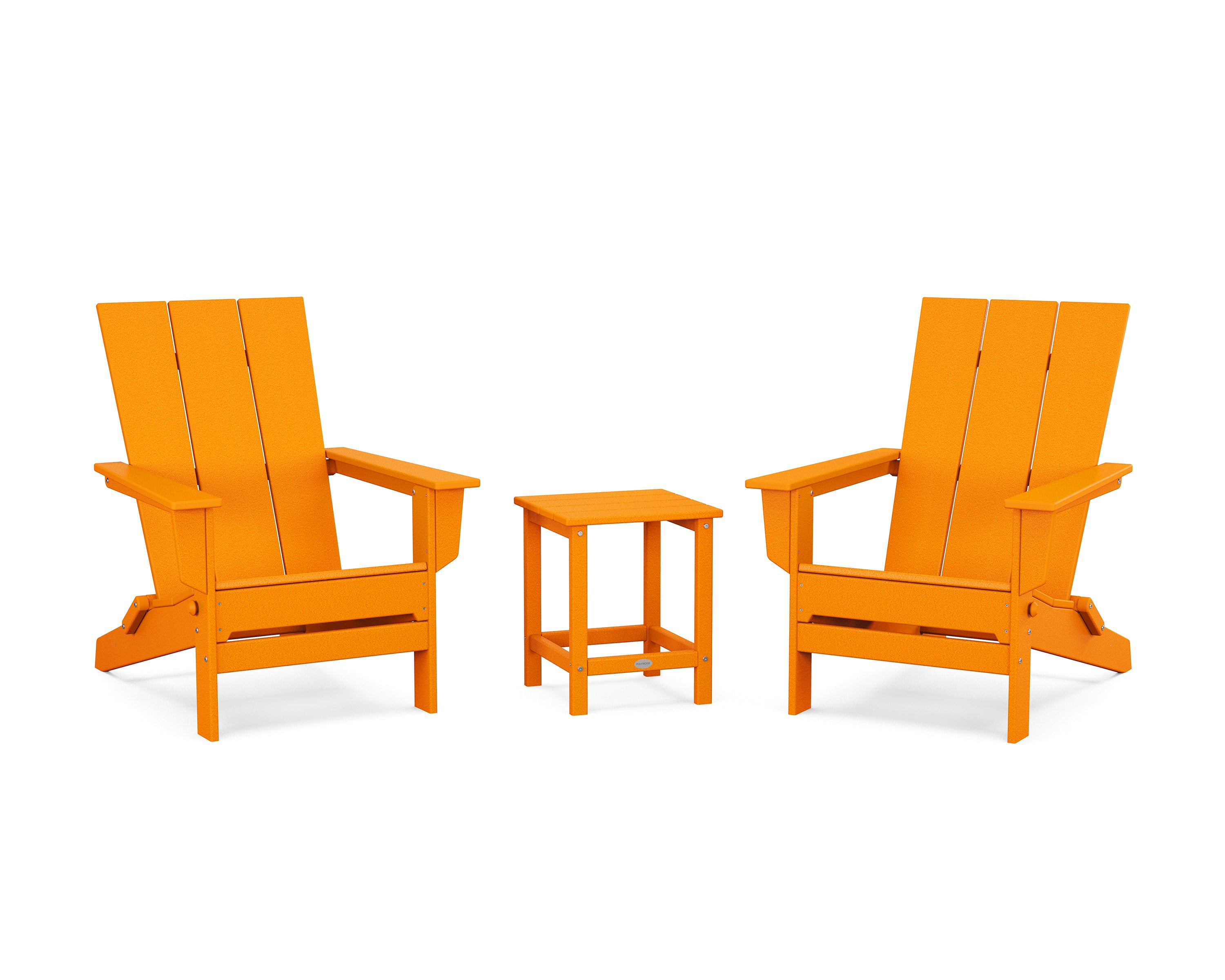 POLYWOOD® 3-Piece Modern Studio Folding Adirondack Set in Tangerine