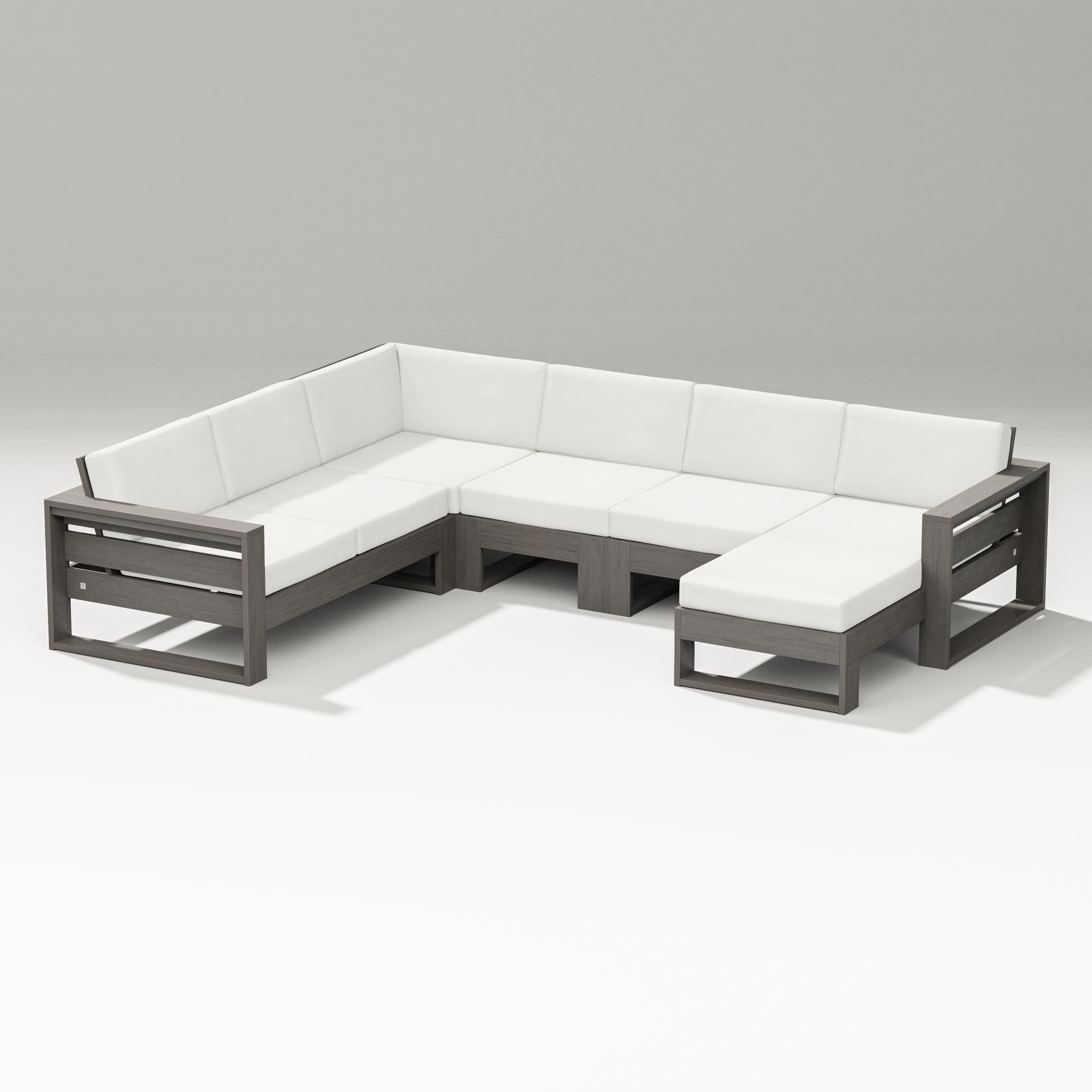 PW Designer Series Latitude Corner Sectional with Right Chaise in Driftwood / Natural Linen