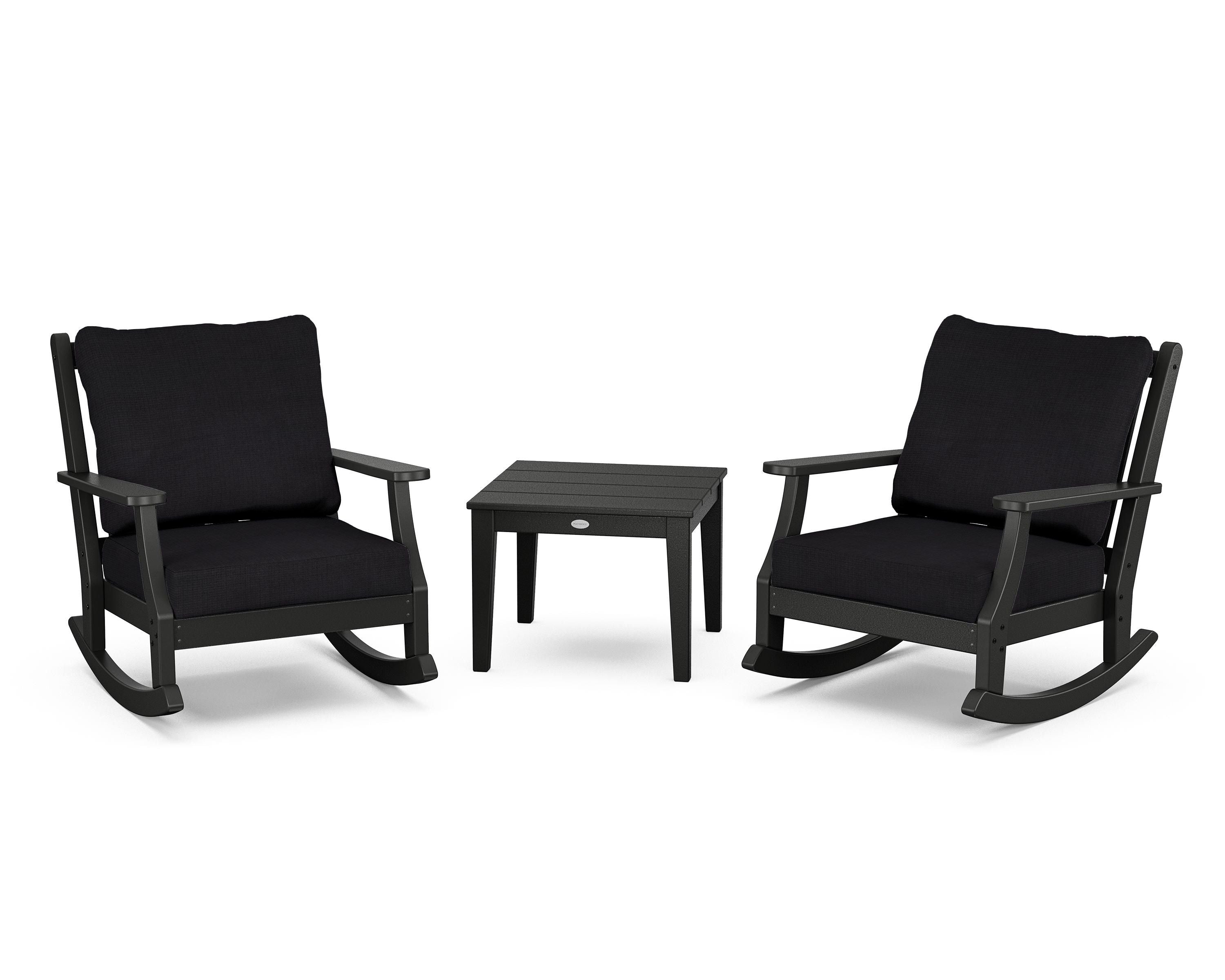 Country Living Wovendale 3-Piece Deep Seating Rocker Set in Black / Midnight Linen
