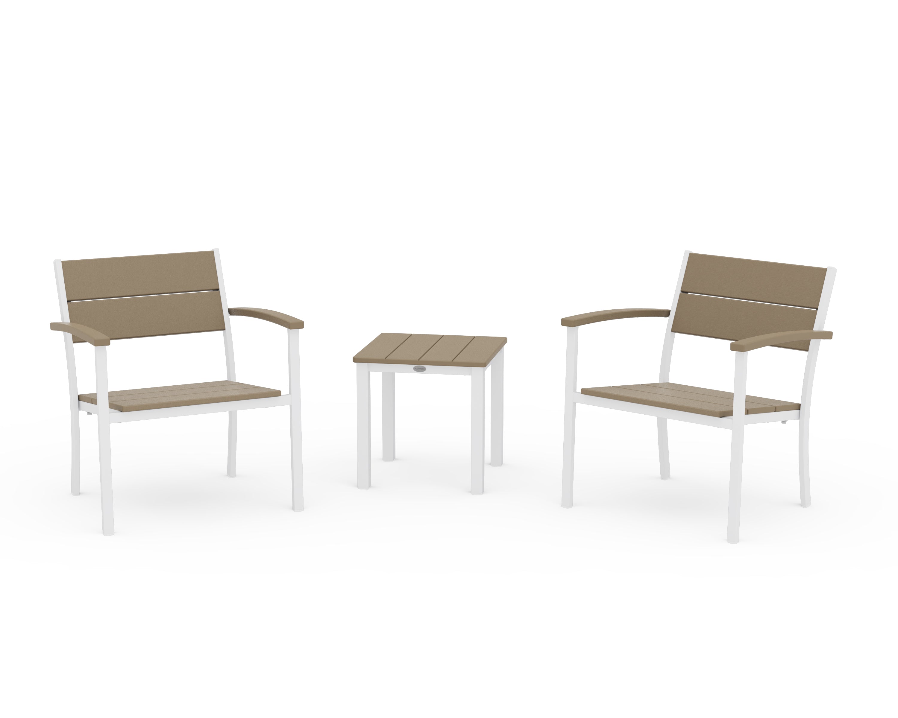 POLYWOOD Main Street 3-Piece Lounge Chair Set in White / Vintage Sahara