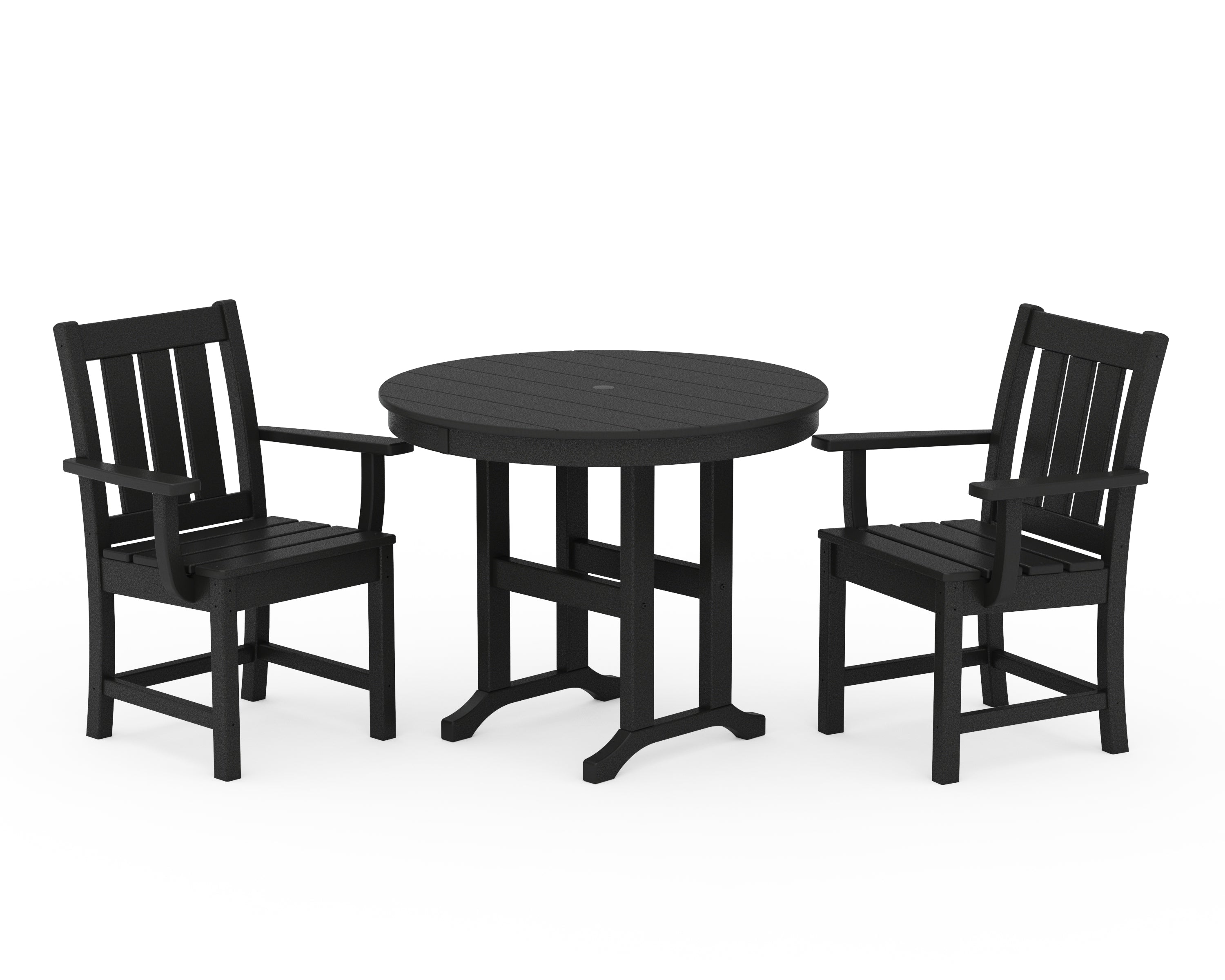 POLYWOOD Oxford 3-Piece Farmhouse Dining Set in Black