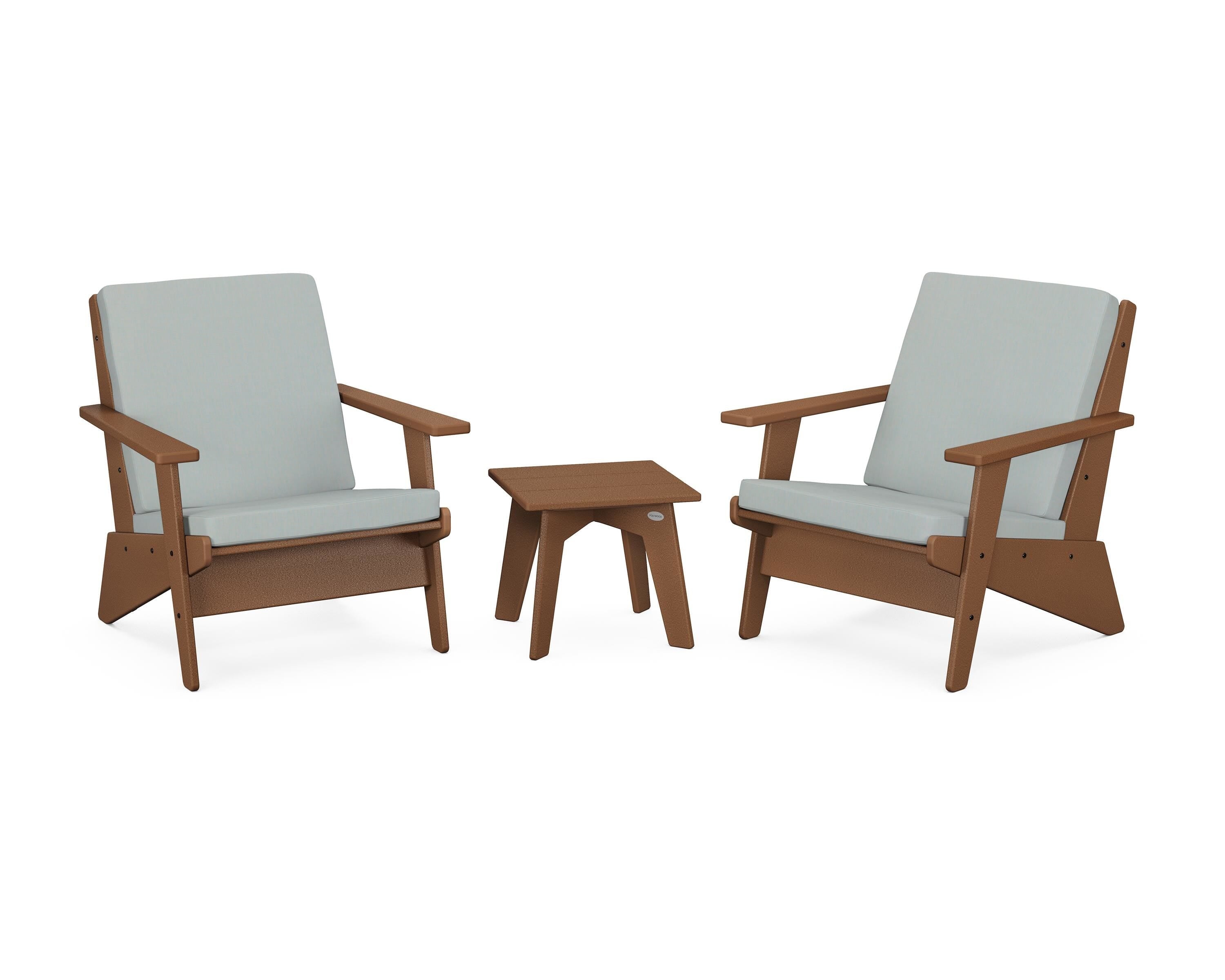 POLYWOOD Riviera Modern Lounge 3-Piece Set in Teak / Spa