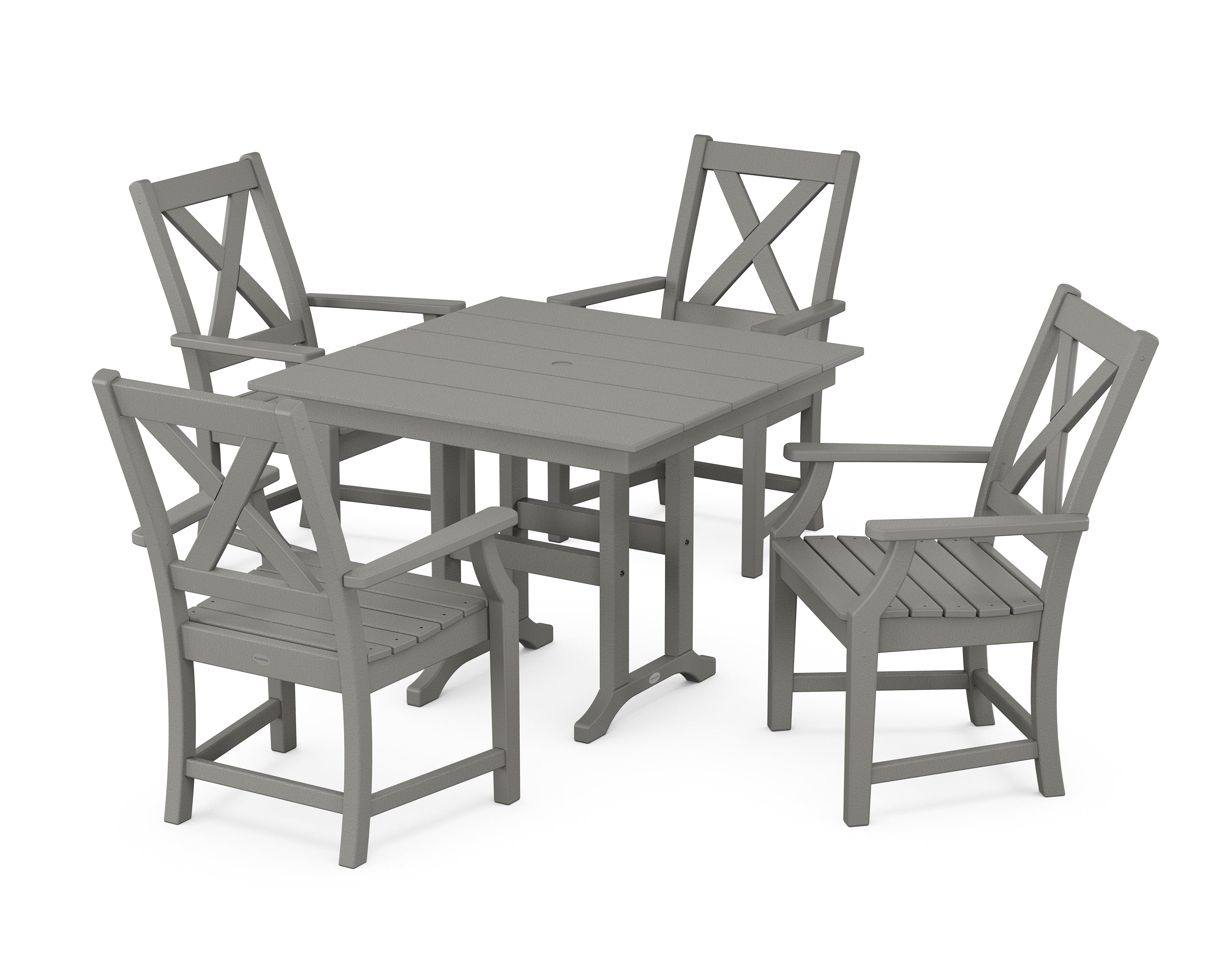 POLYWOOD® Braxton 5-Piece Farmhouse Dining Set in Slate Grey