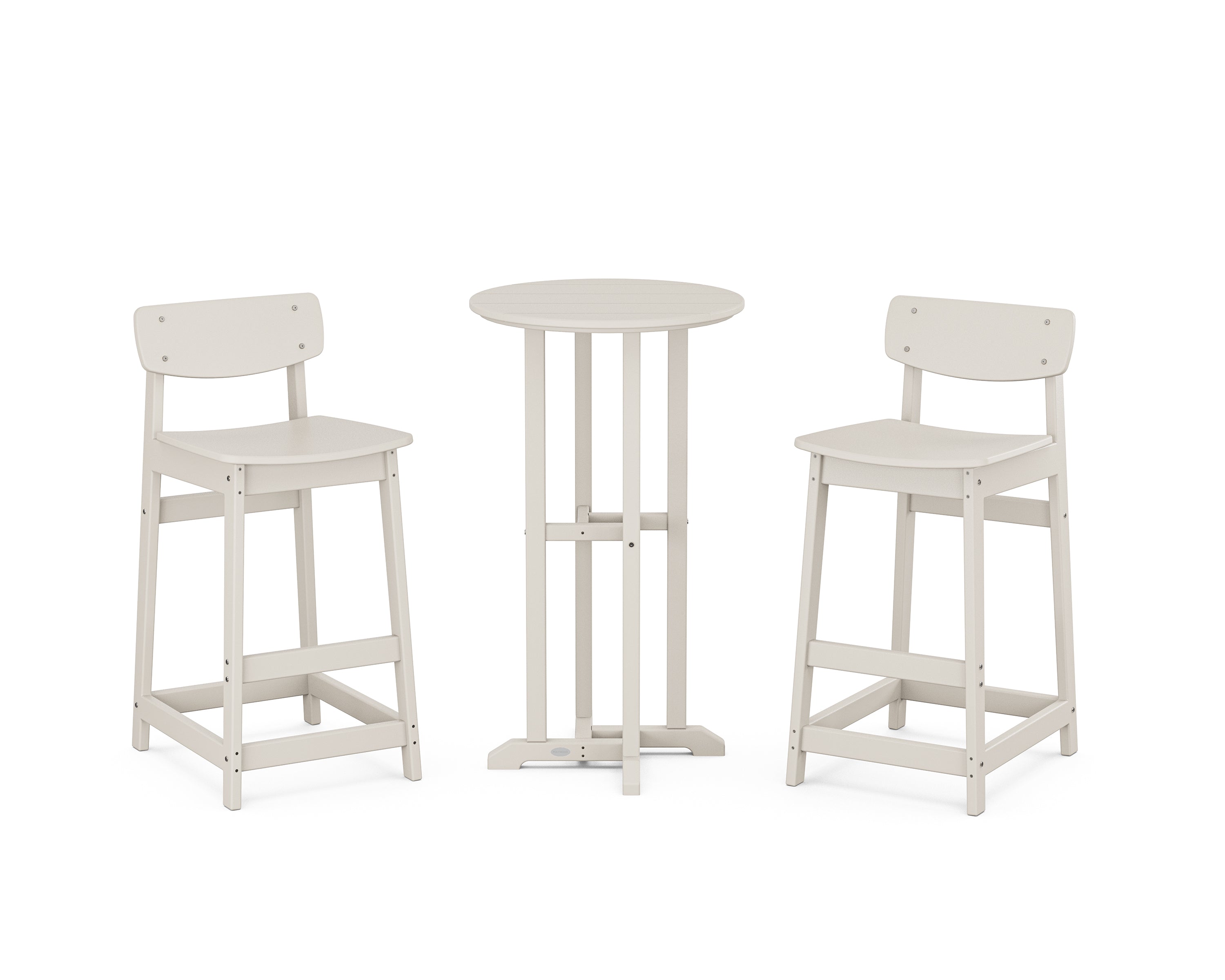 POLYWOOD Modern Studio Urban Lowback Bar Chair 3-Piece Bistro Set in Sand