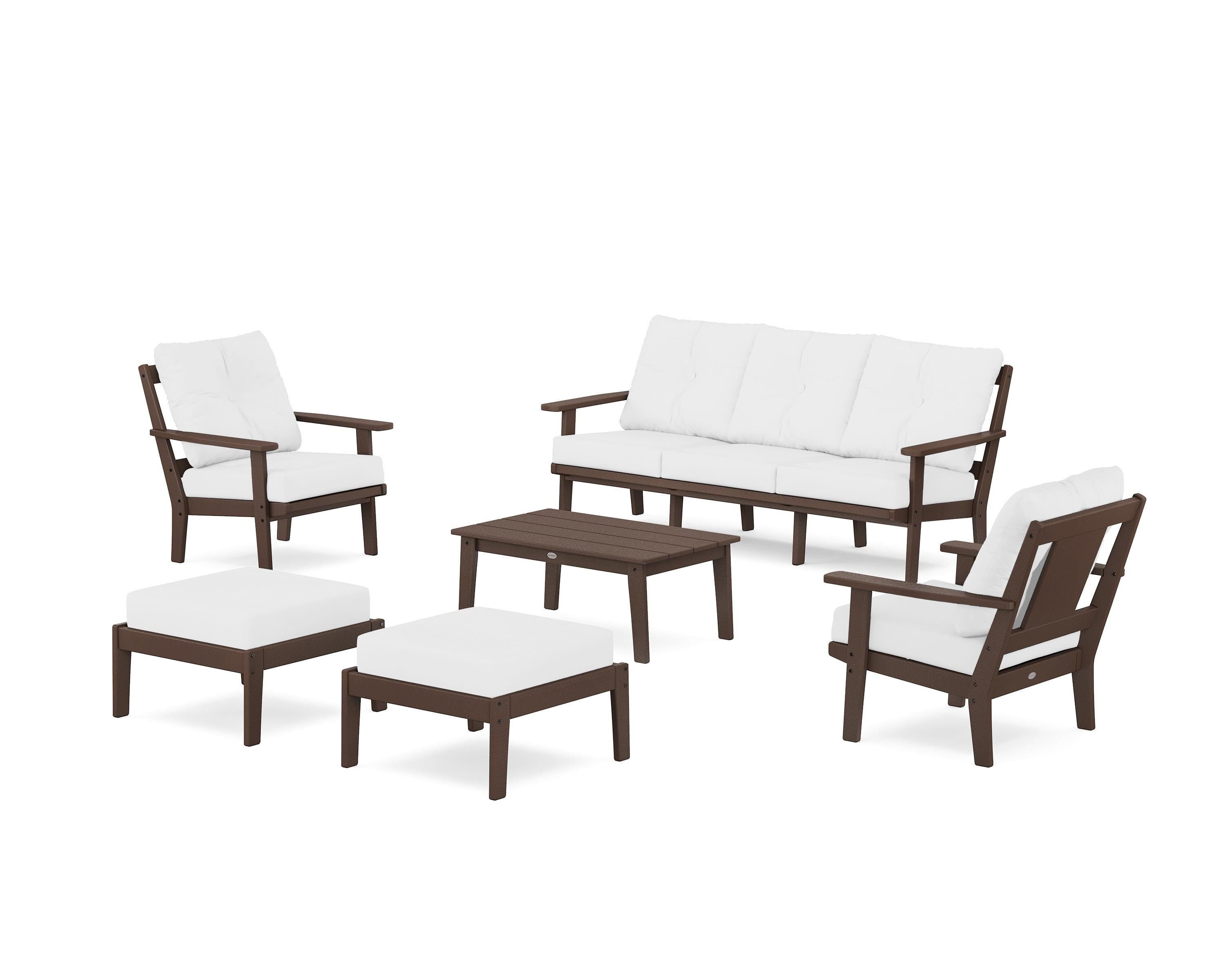 POLYWOOD Prairie 6-Piece Lounge Sofa Set in Mahogany / Natural