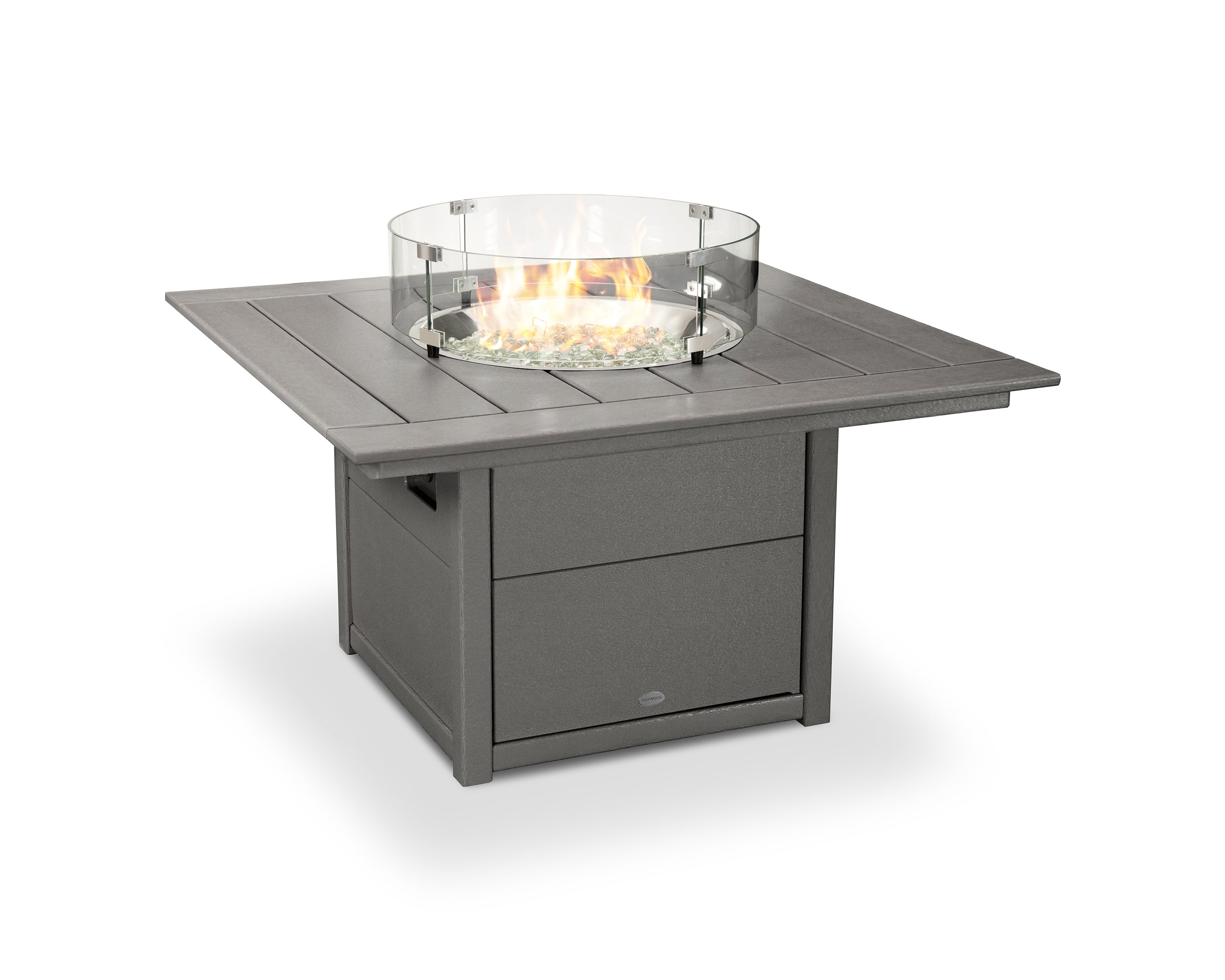 POLYWOOD® Square 42" Fire Pit Table in Slate Grey