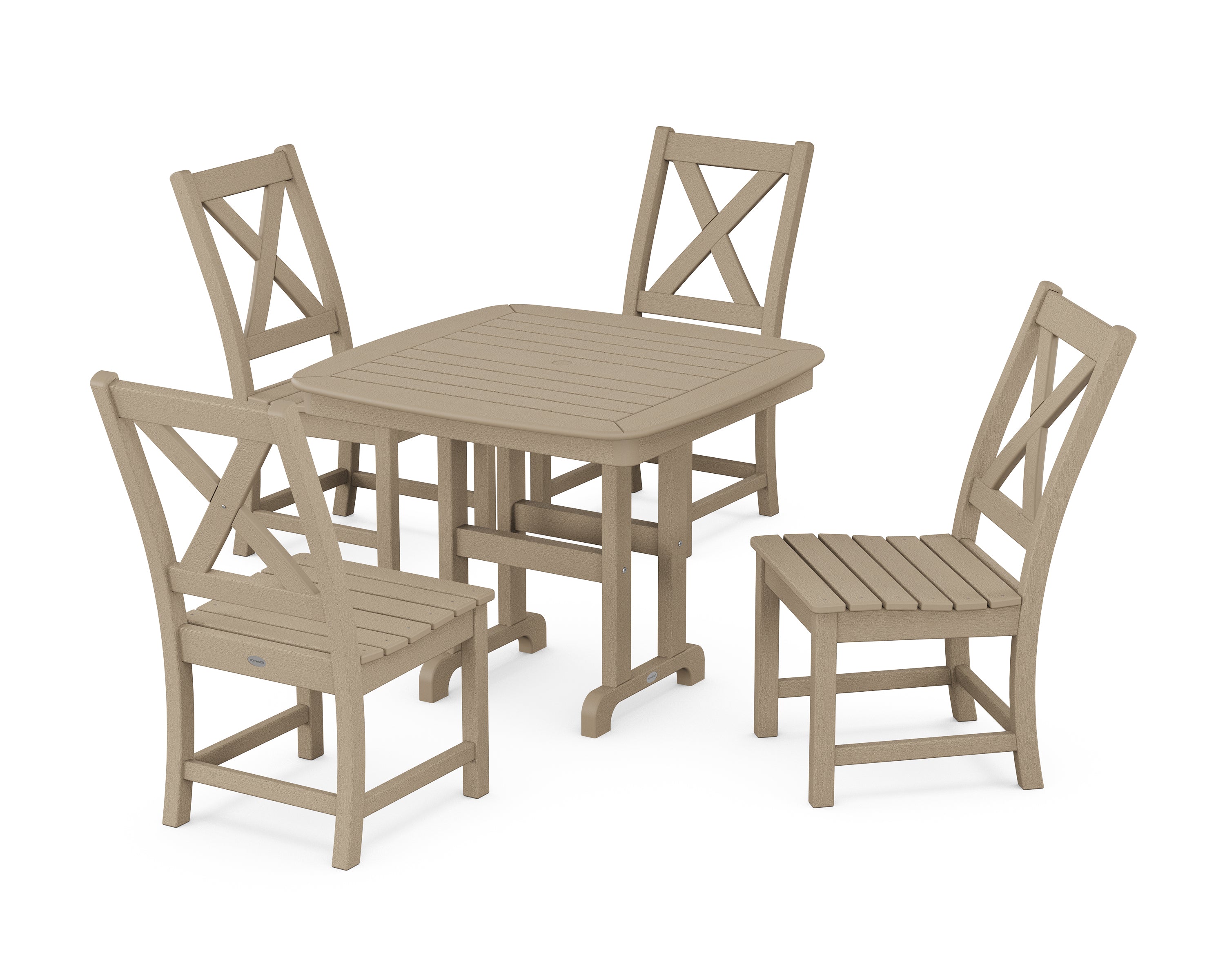 POLYWOOD® Braxton Side Chair 5-Piece Dining Set in Vintage Sahara