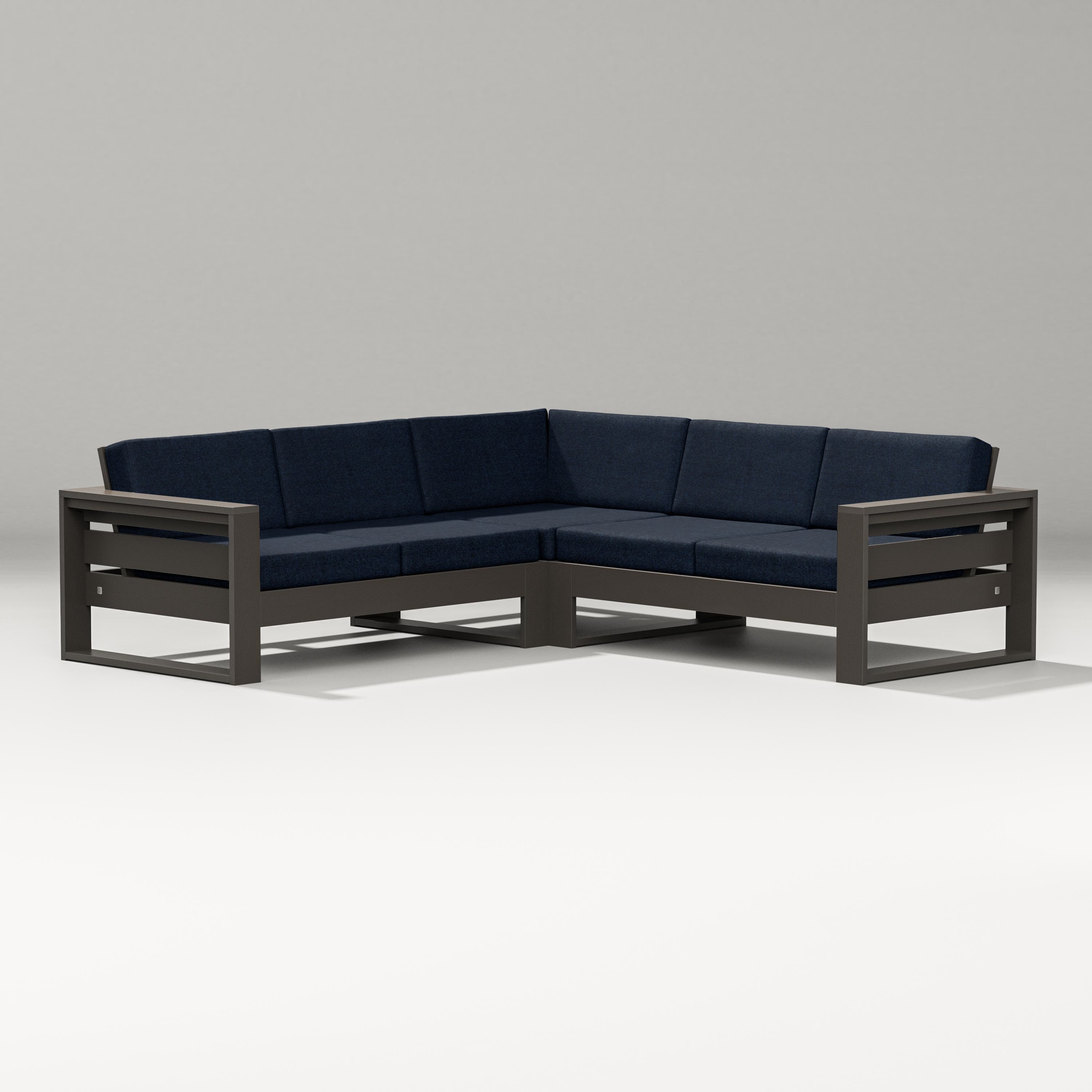 PW Designer Series Latitude Corner Sectional in Vintage Coffee / Marine Indigo