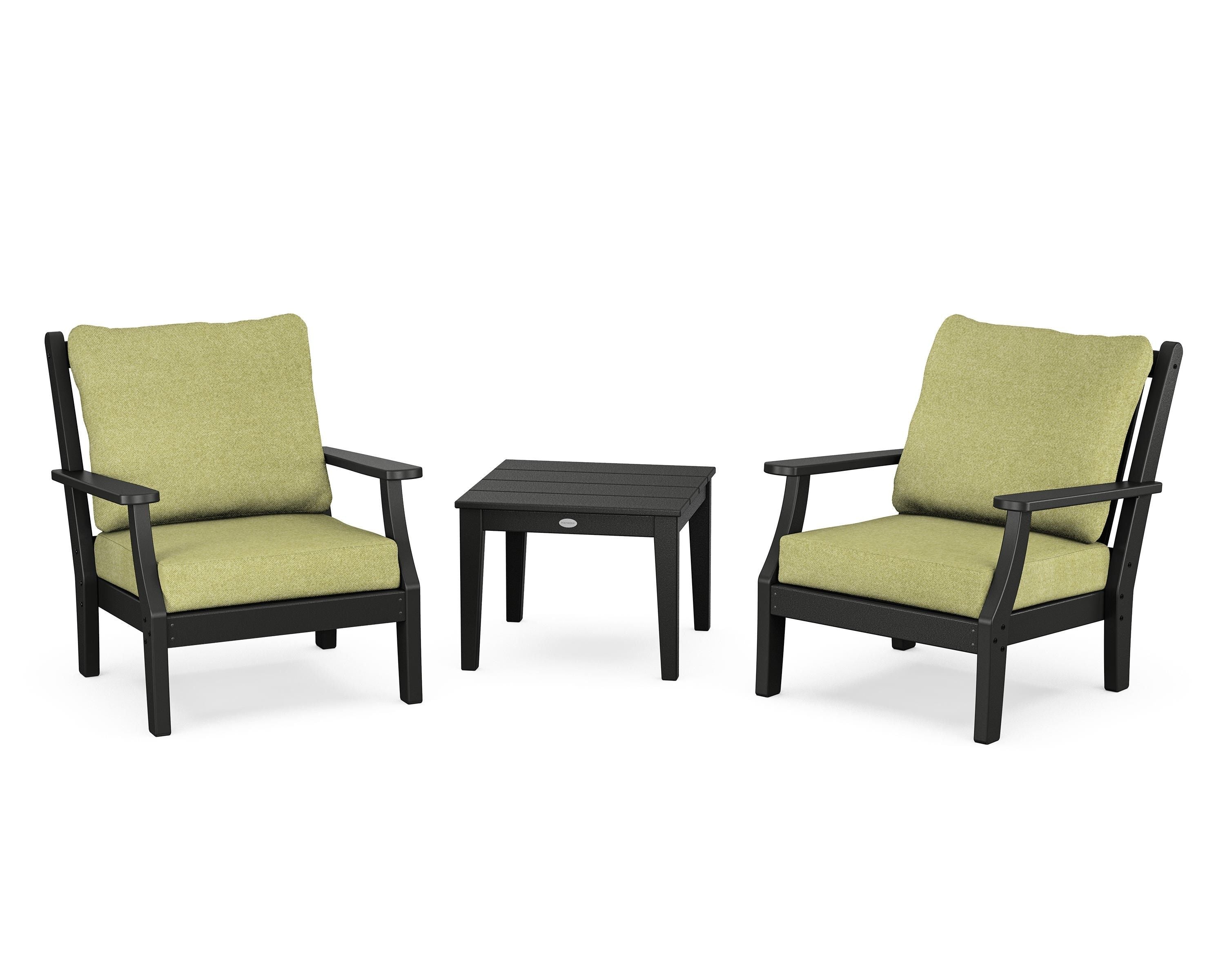 Country Living Wovendale 3-Piece Deep Seating Set in Black / Chartreuse Boucle