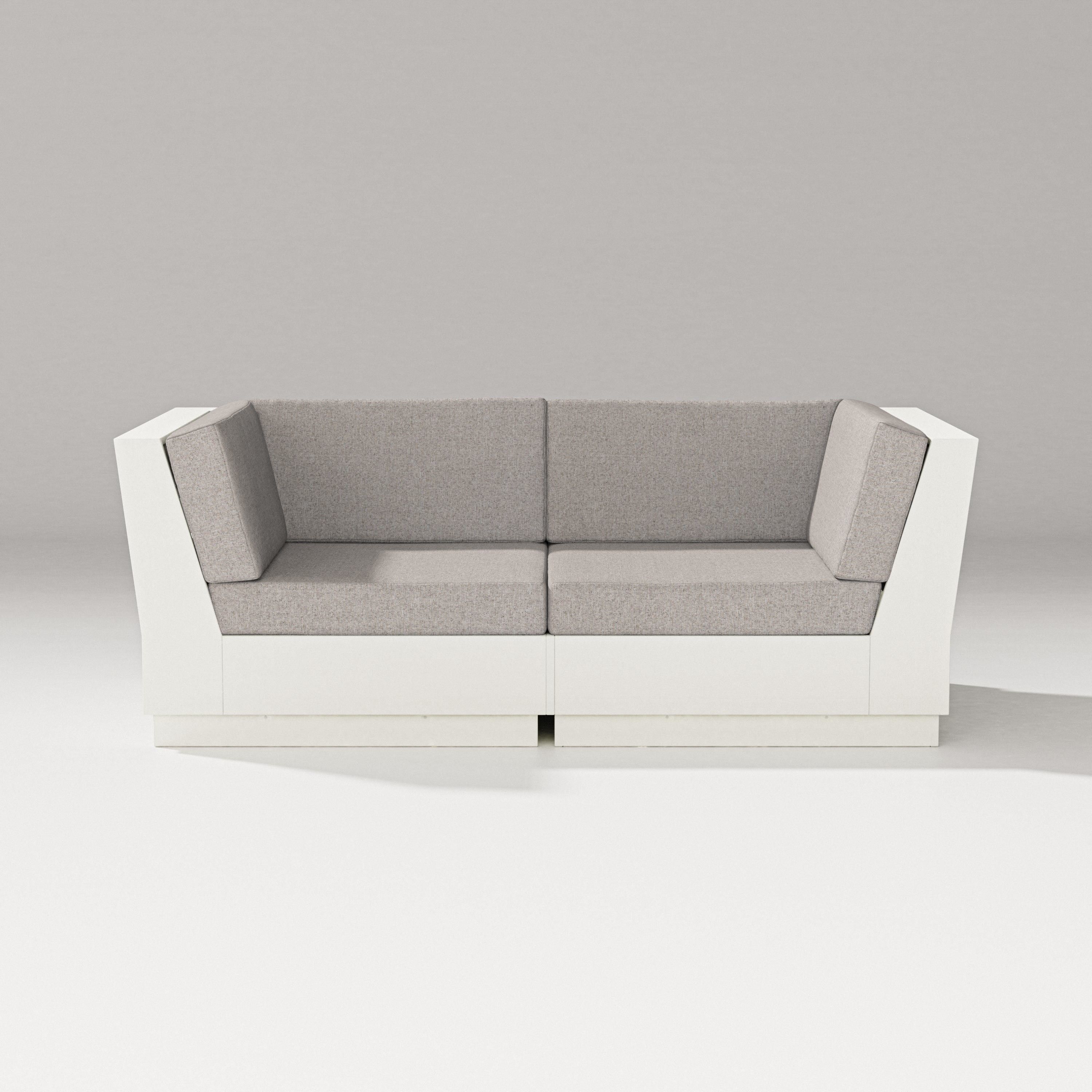 PW Designer Series Elevate Loveseat Sectional in Vintage White / Weathered Tweed