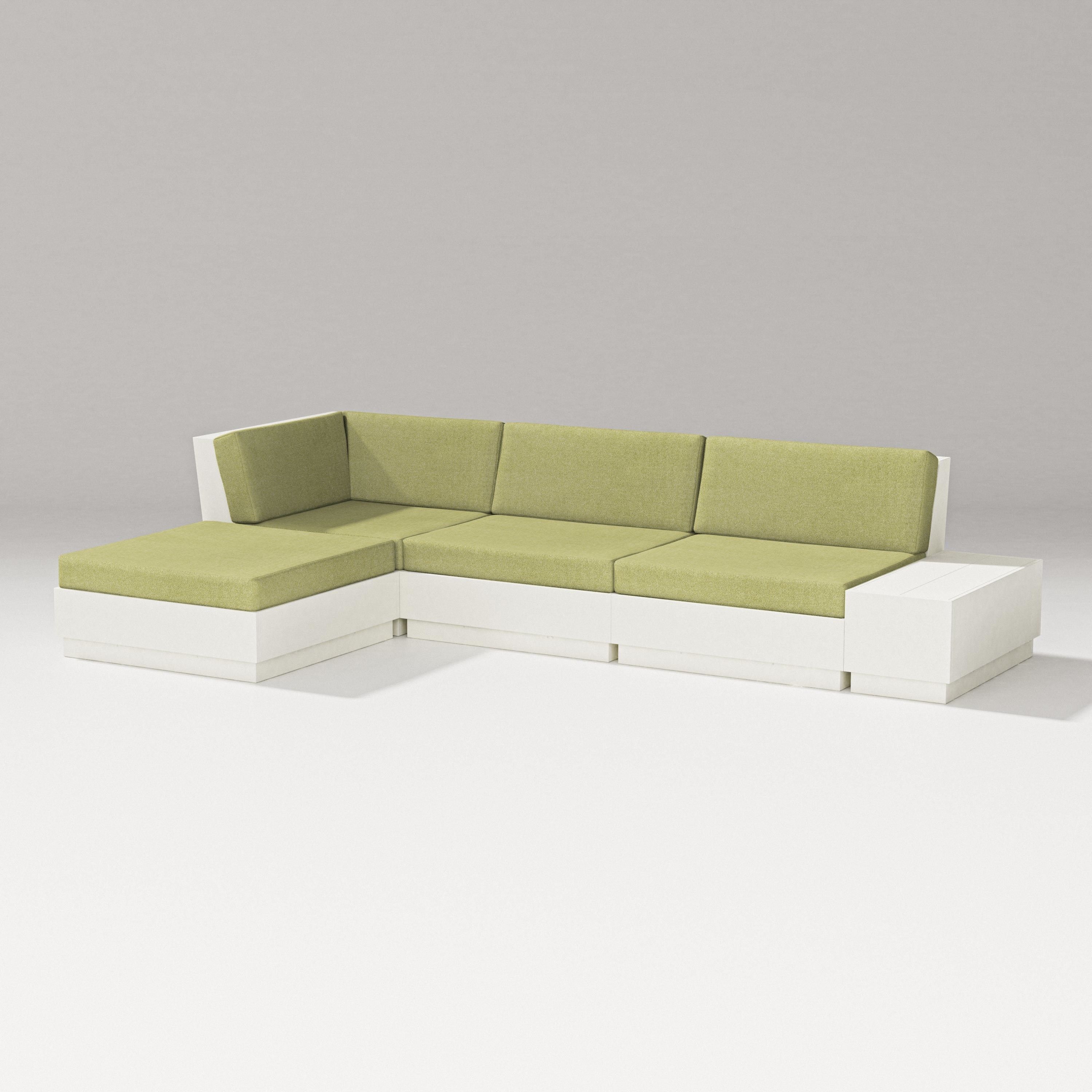 PW Designer Series Elevate Chaise Sectional in Vintage White / Chartreuse Boucle