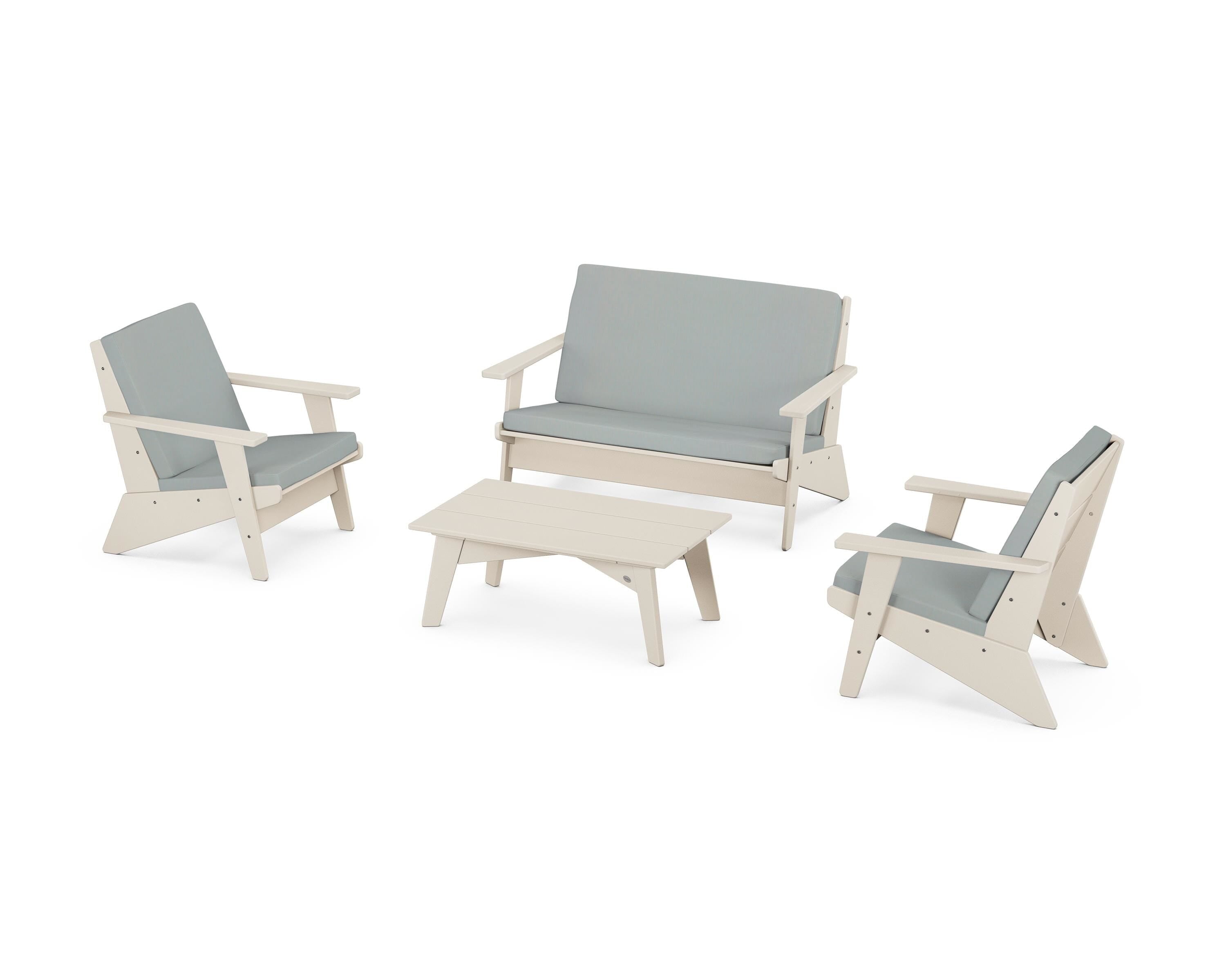 POLYWOOD Riviera Modern Lounge 4-Piece Set in Sand / Spa