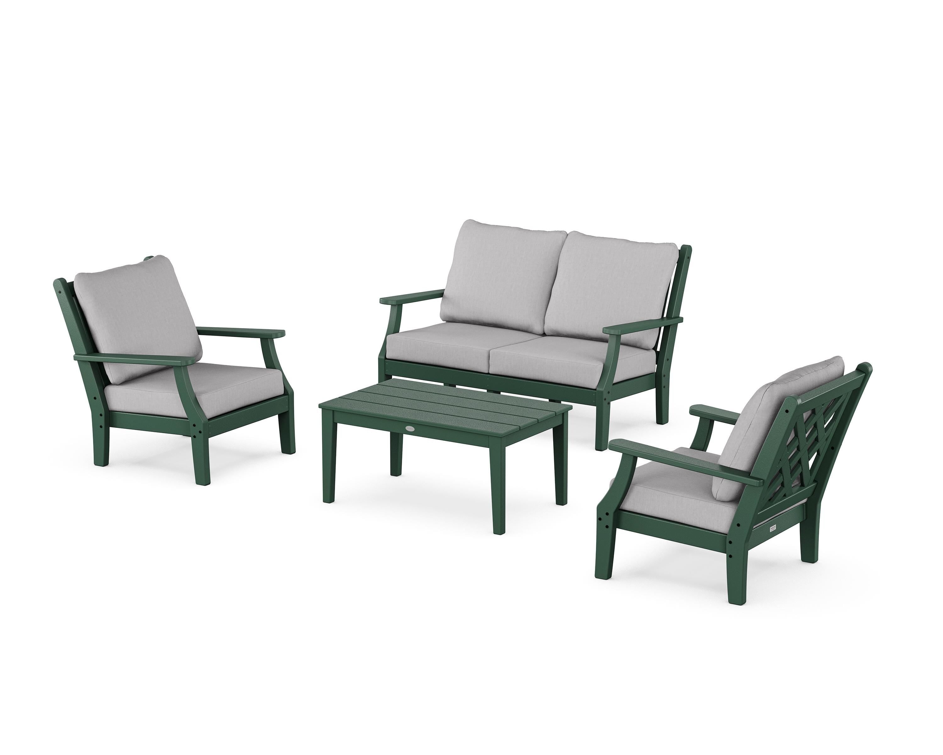 Country Living Wovendale 4-Piece Deep Seating Set with Loveseat in Green / Granite