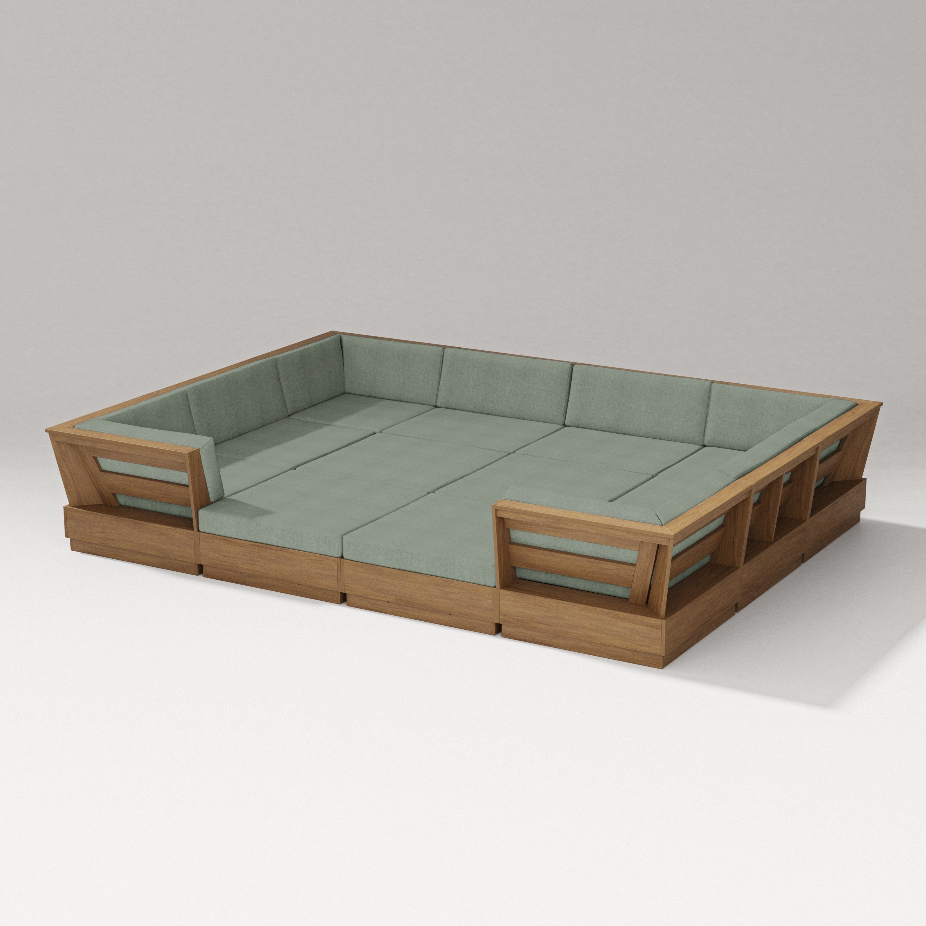 PW Designer Series Elevate 12-Piece Pit Sectional in Natural / Cast Sage