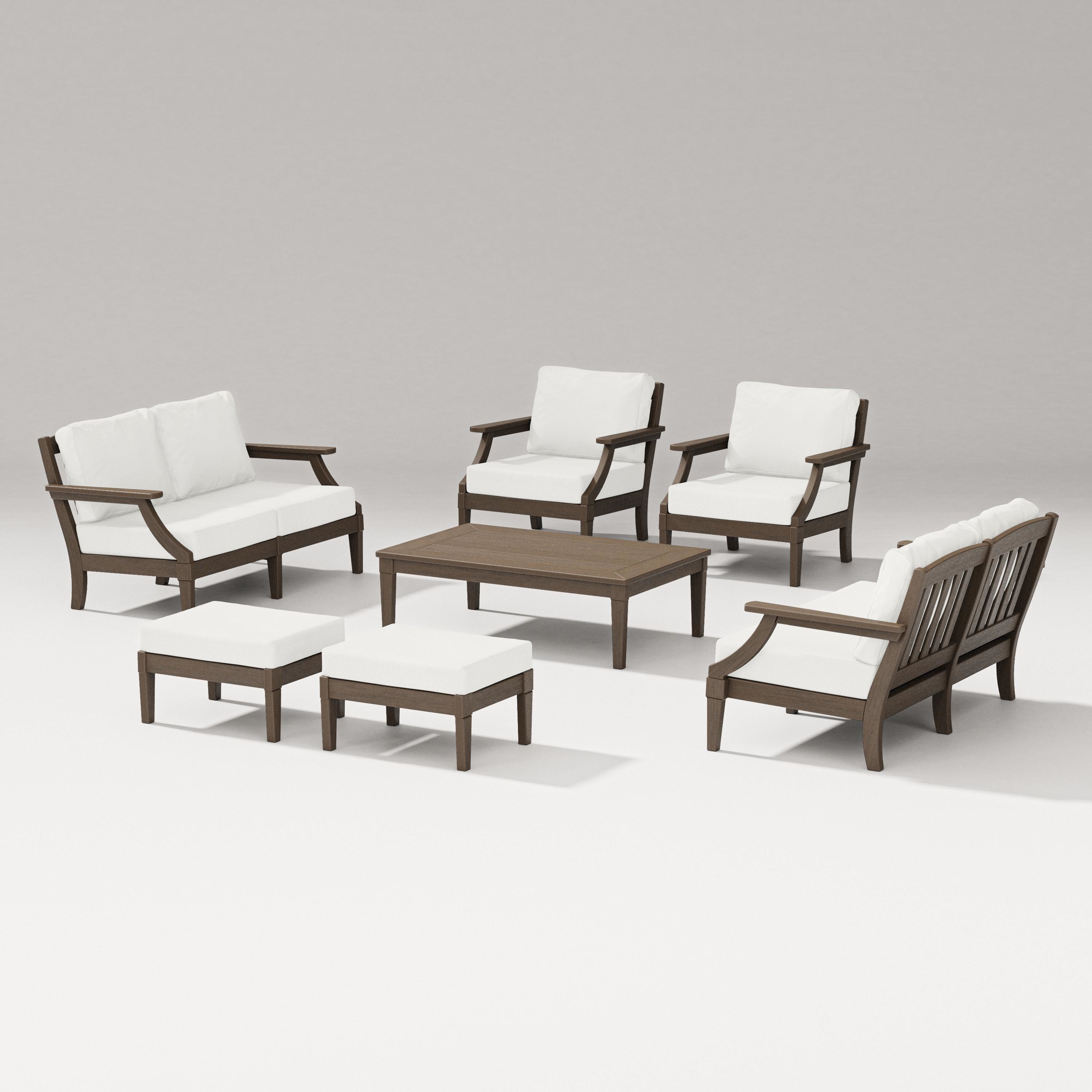 PW Designer Series Estate 7-Piece Lounge Loveseat Set in Kona / Natural Linen