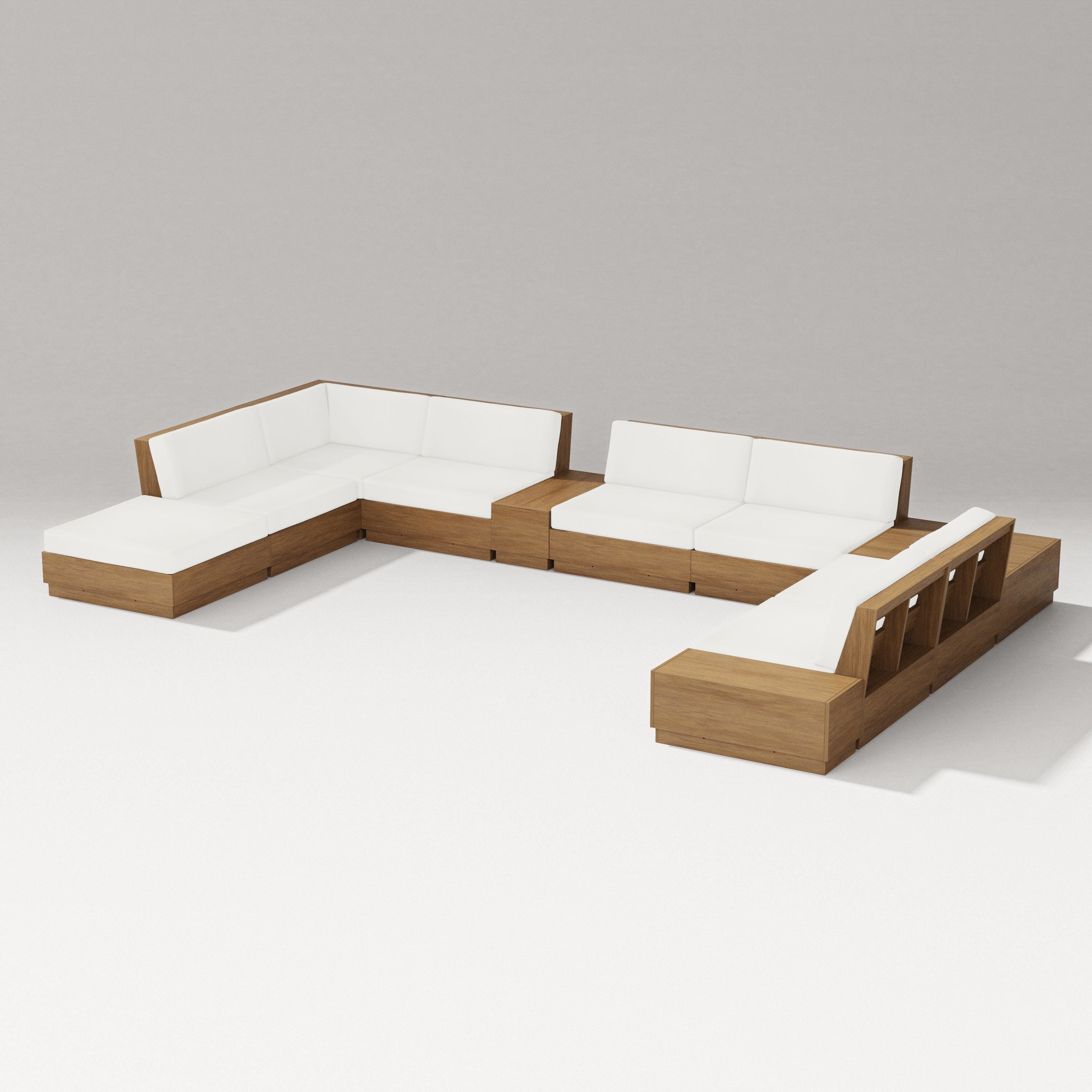 PW Designer Series Elevate 11-Piece Conversation Sectional Set in Natural / Natural Linen
