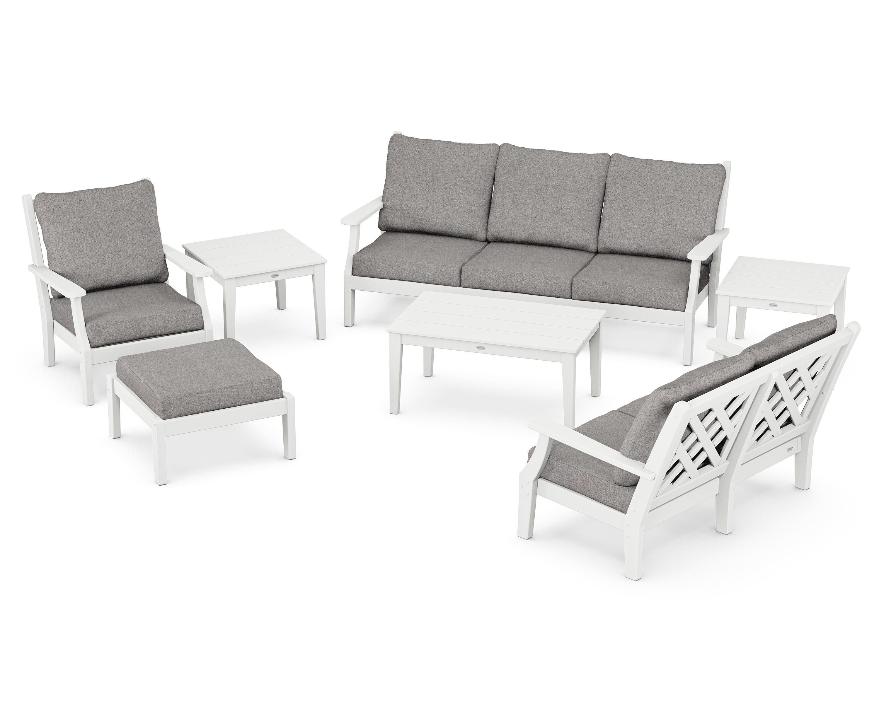 Country Living Wovendale 7-Piece Deep Seating Set in White / Grey Mist