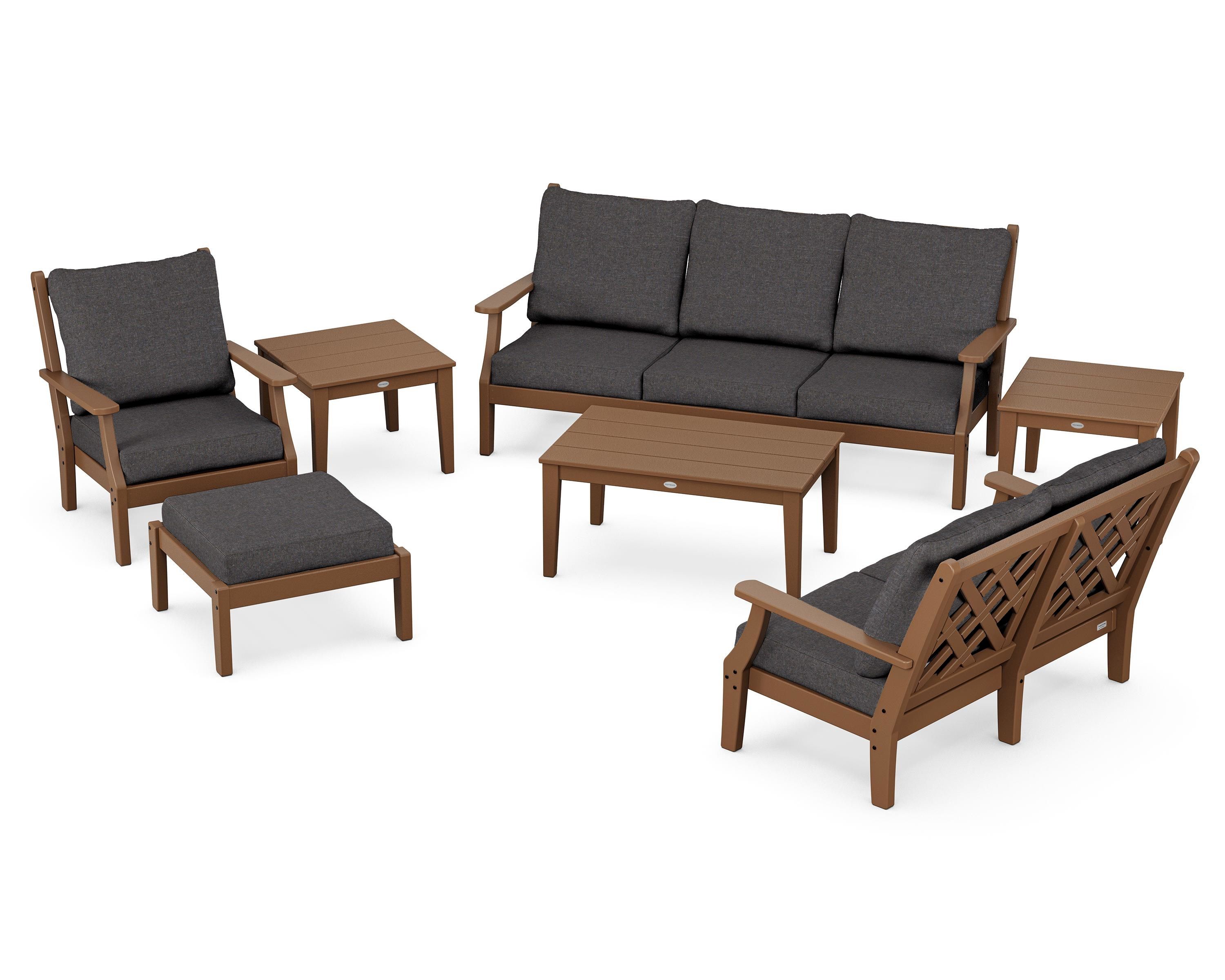 Country Living Wovendale 7-Piece Deep Seating Set in Teak / Ash Charcoal