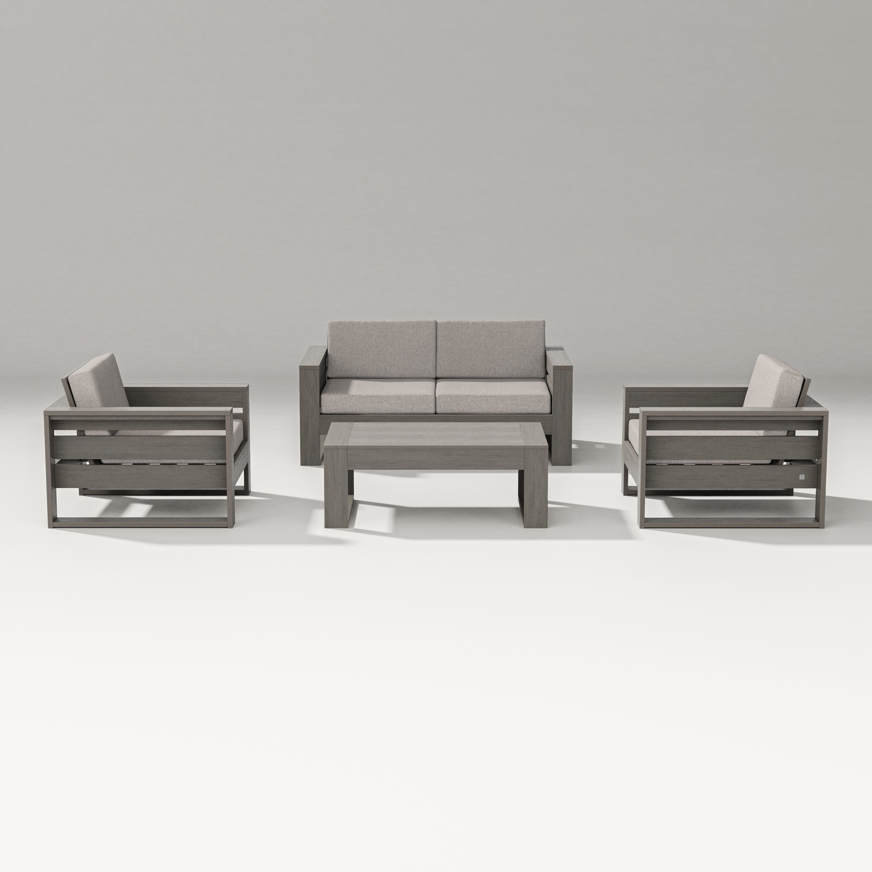 PW Designer Series Latitude 4-Piece Lounge Loveseat Set in Driftwood / Weathered Tweed
