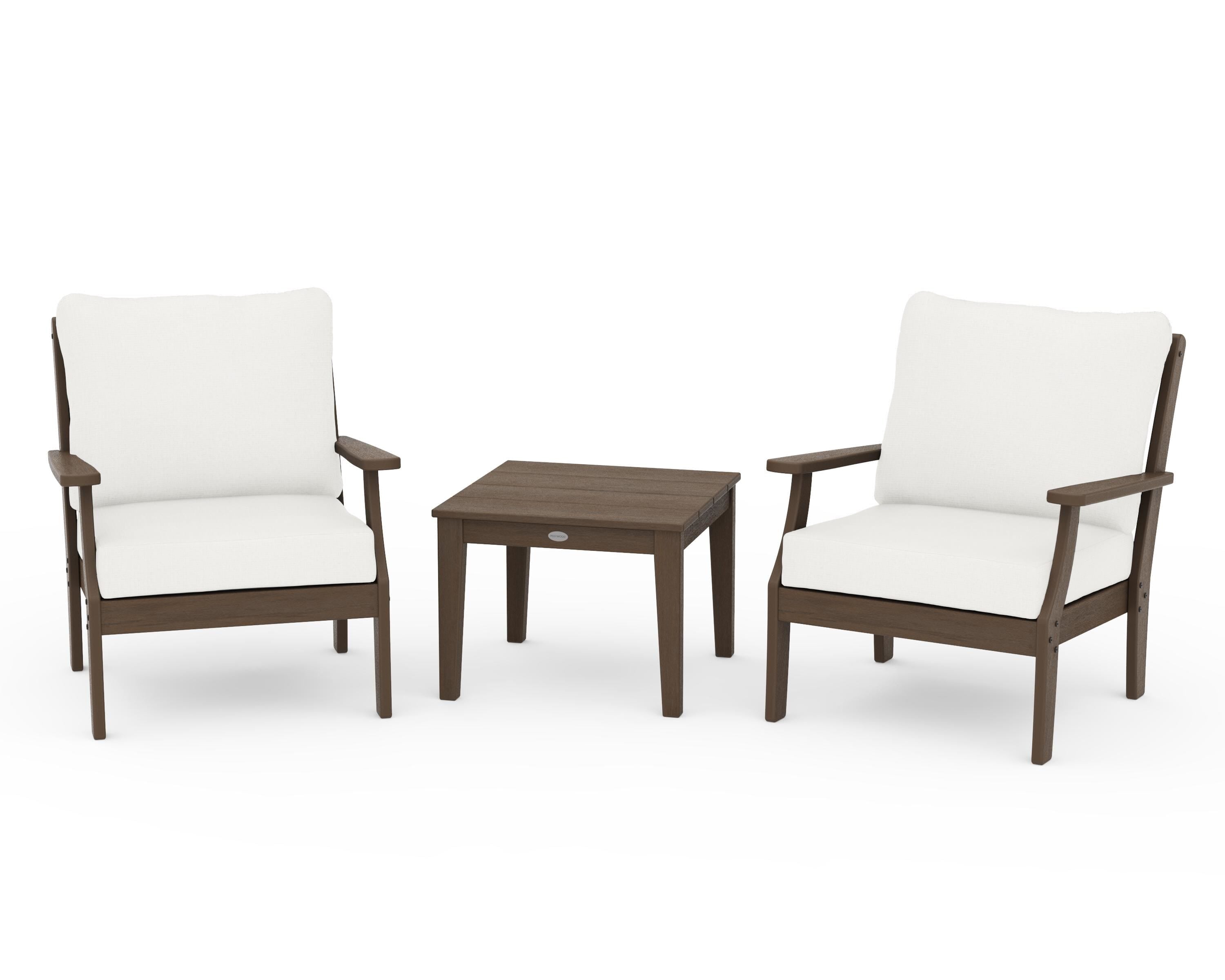 POLYWOOD Braxton 3-Piece Deep Seating Set in Kona / Natural Linen