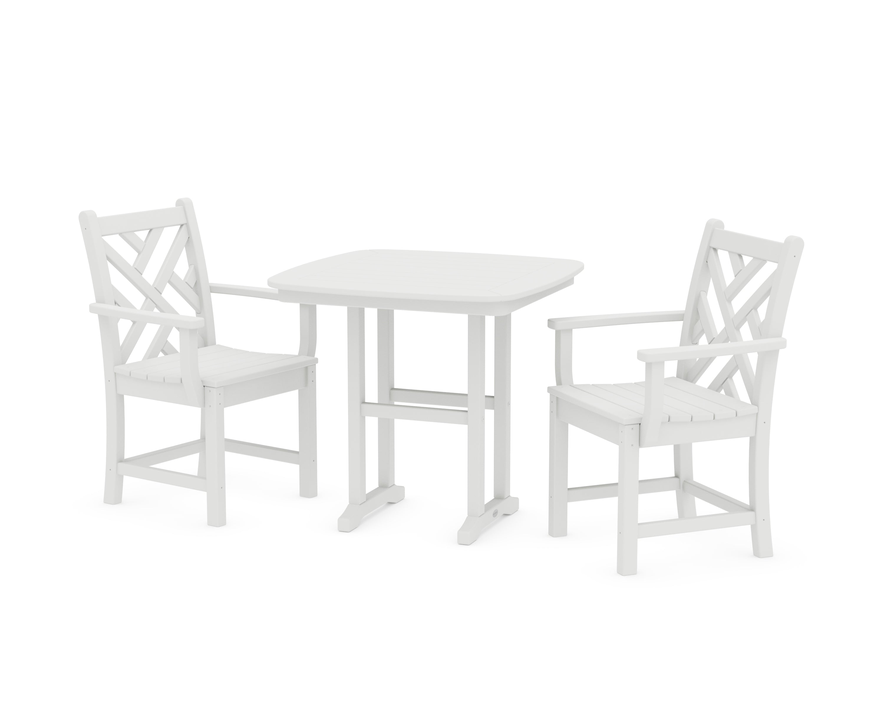 POLYWOOD Chippendale 3-Piece Dining Set in White