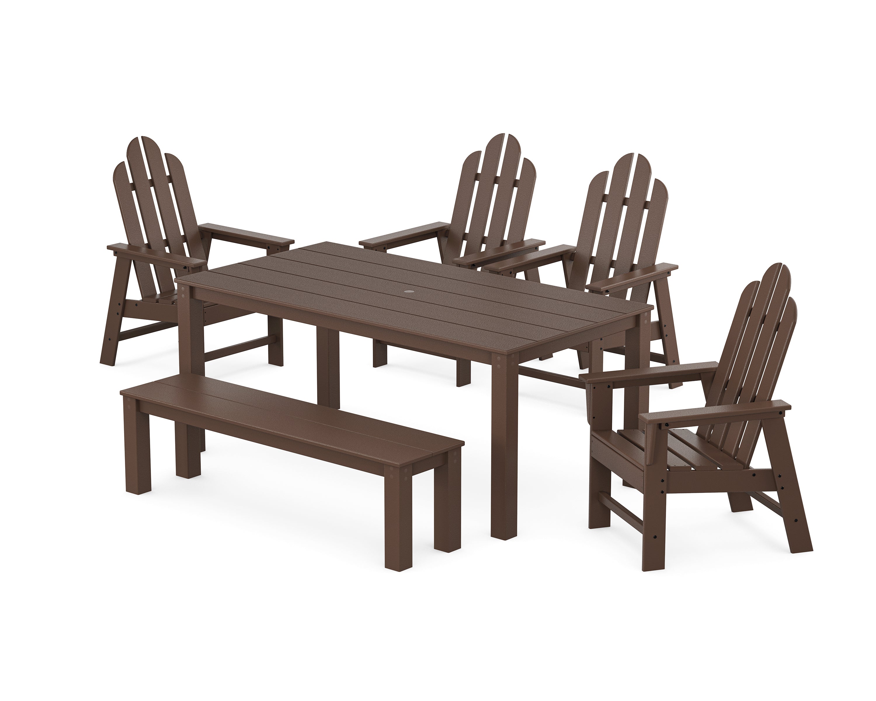 POLYWOOD® Long Island 6-Piece Parsons Dining Set with Bench in Mahogany