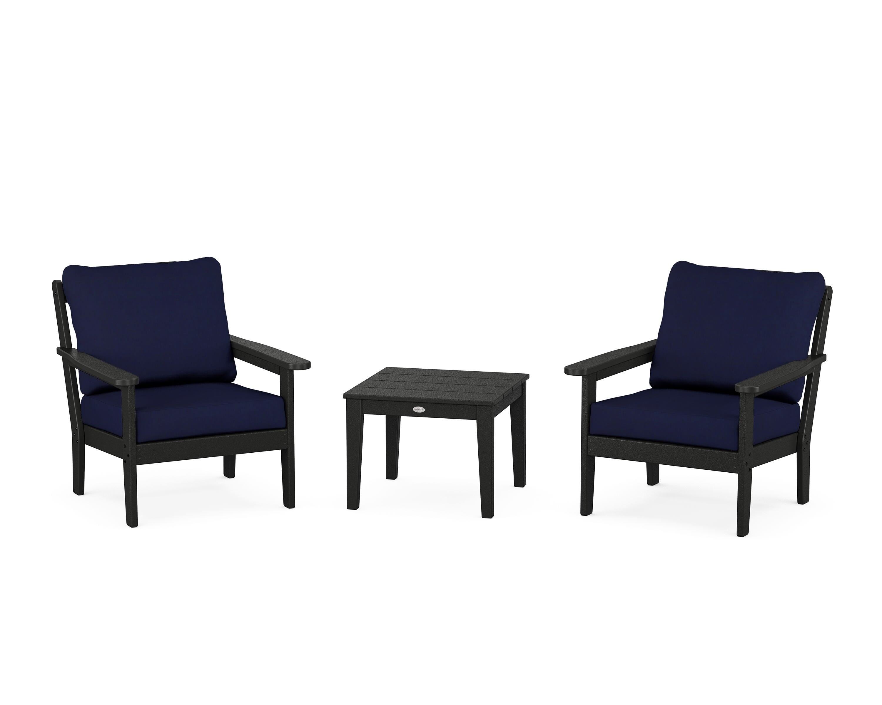 Country Living Cottage 3-Piece Deep Seating Set in Black / Navy