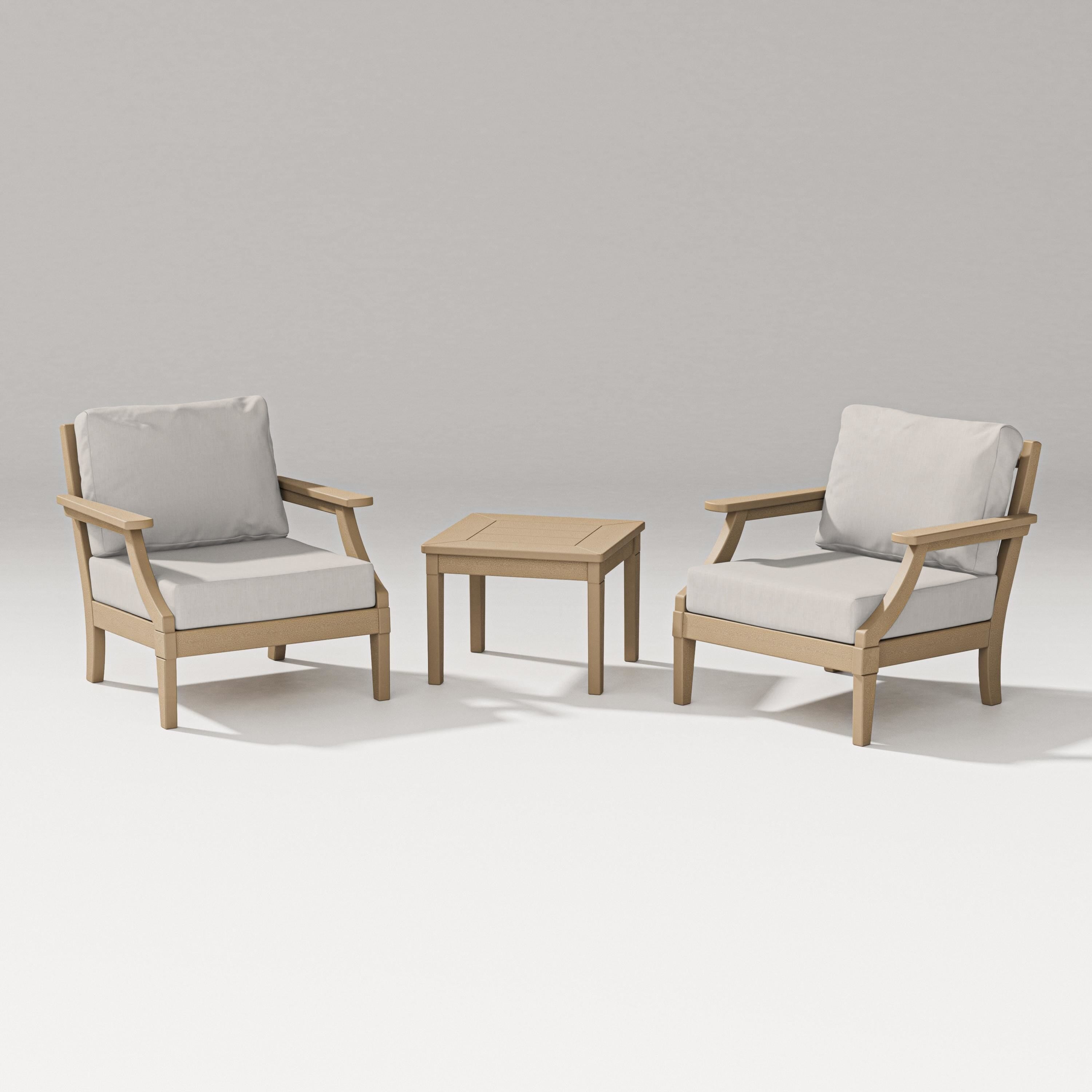 PW Designer Series Estate 3-Piece Lounge Chair Set in Vintage Sahara / Cast Ash